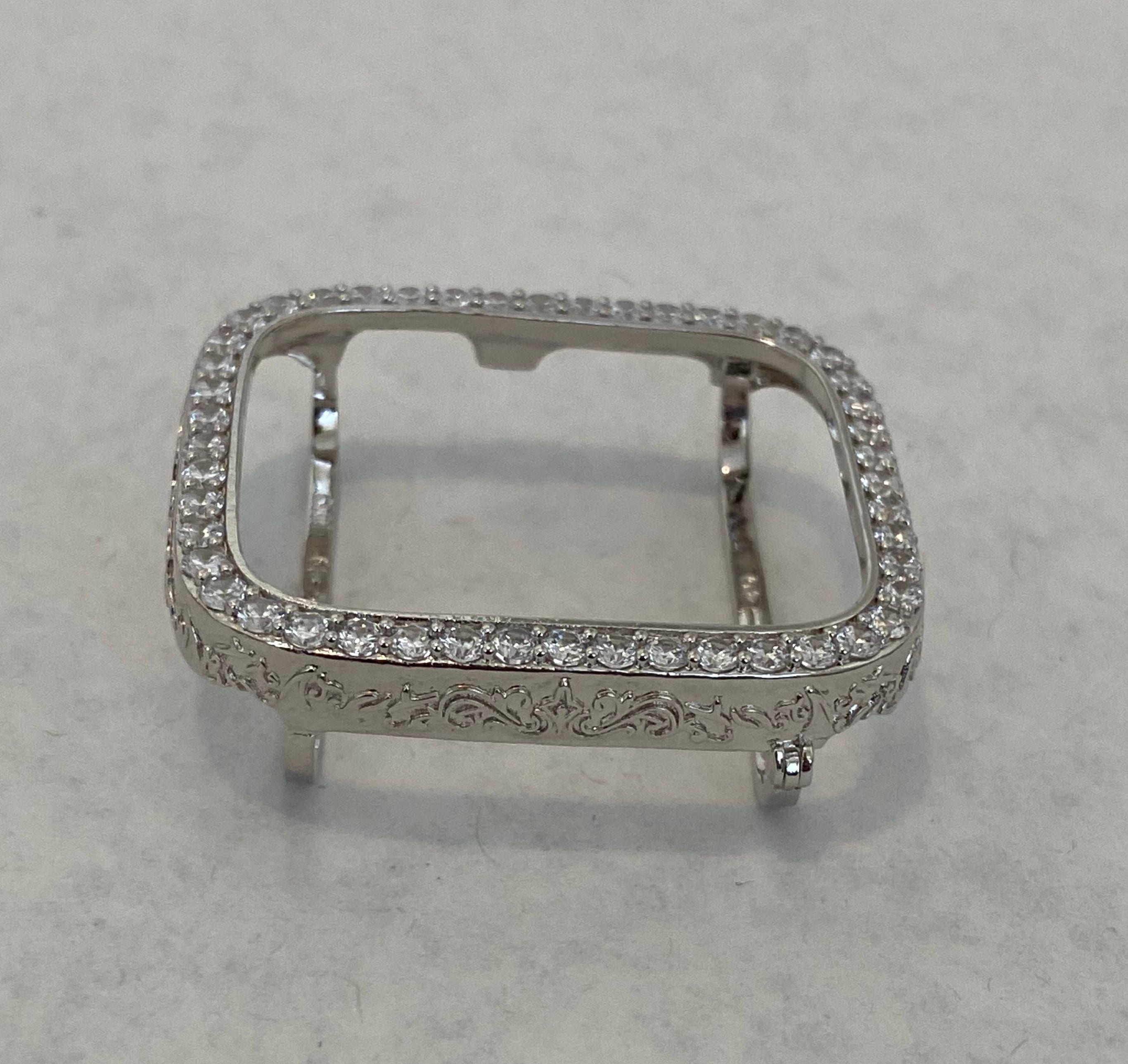 Apple Watch Cover Womens Lab Diamond Bezel Silver Apple Watch Case Protective Bumper 40mm 44mm Bling Iwatch Candy