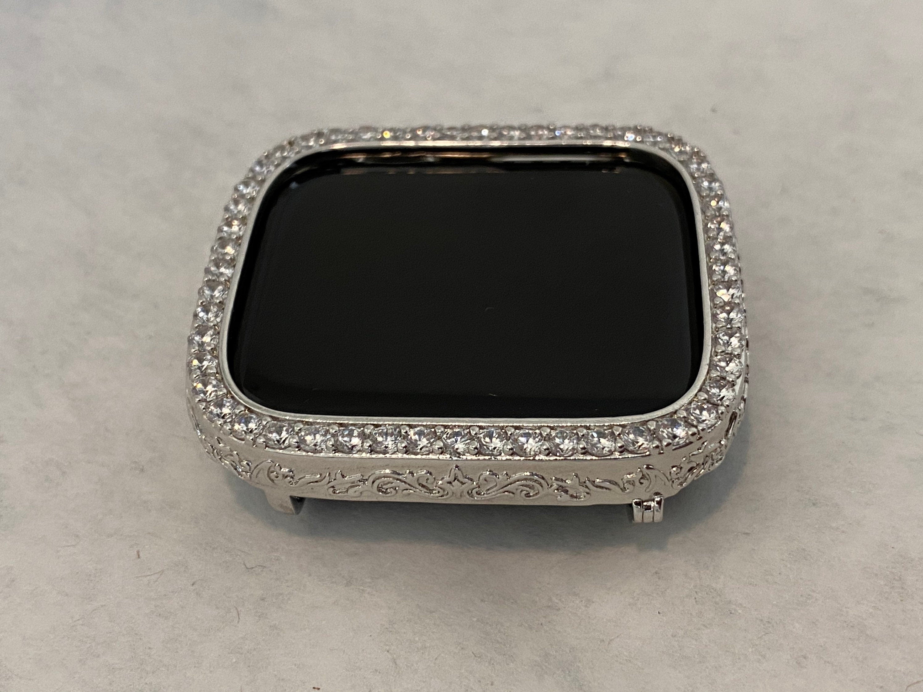 Apple Watch Cover Womens Lab Diamond Bezel Silver Apple Watch Case Protective Bumper 40mm 44mm Bling Iwatch Candy