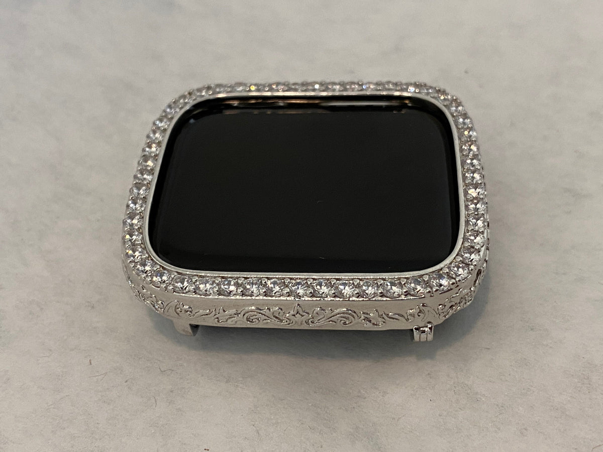 Apple Watch Cover Womens Lab Diamond Bezel Silver Apple Watch Case Protective Bumper 40mm 44mm Bling Iwatch Candy