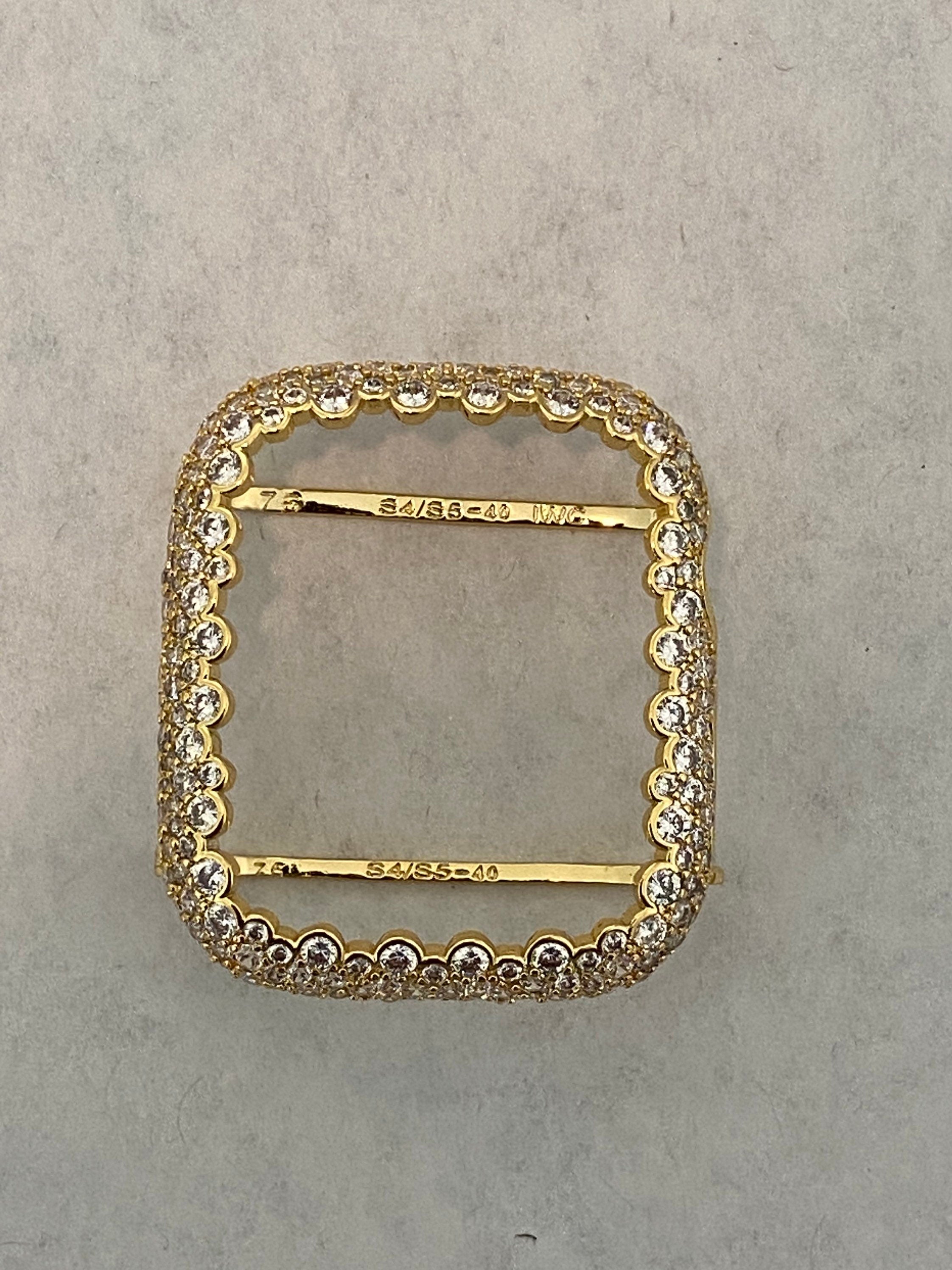 Custom Apple Watch Band Women Gold Swarovski Crystal 38mm 40mm 41mm 42mm 44mm 45mm 46mm 49mm Ultra & or Apple Watch Cover Lab Diamond Bezel