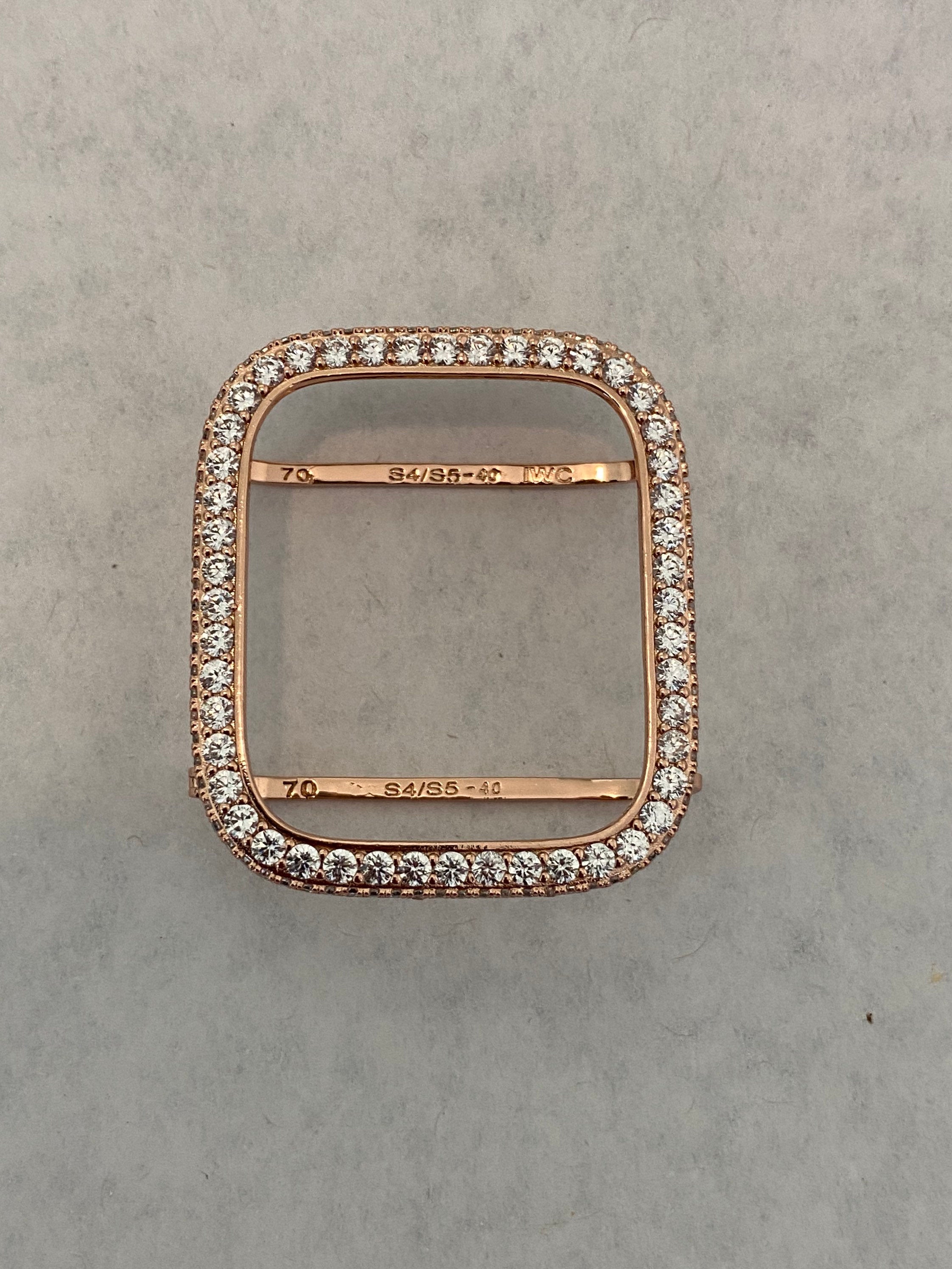 Rose Gold Apple Watch Band Stainless Steel Swarovski Crystals & or Apple Watch Case Lab Diamond Pave Bezel Cover 38mm-45mm Series 2-10
