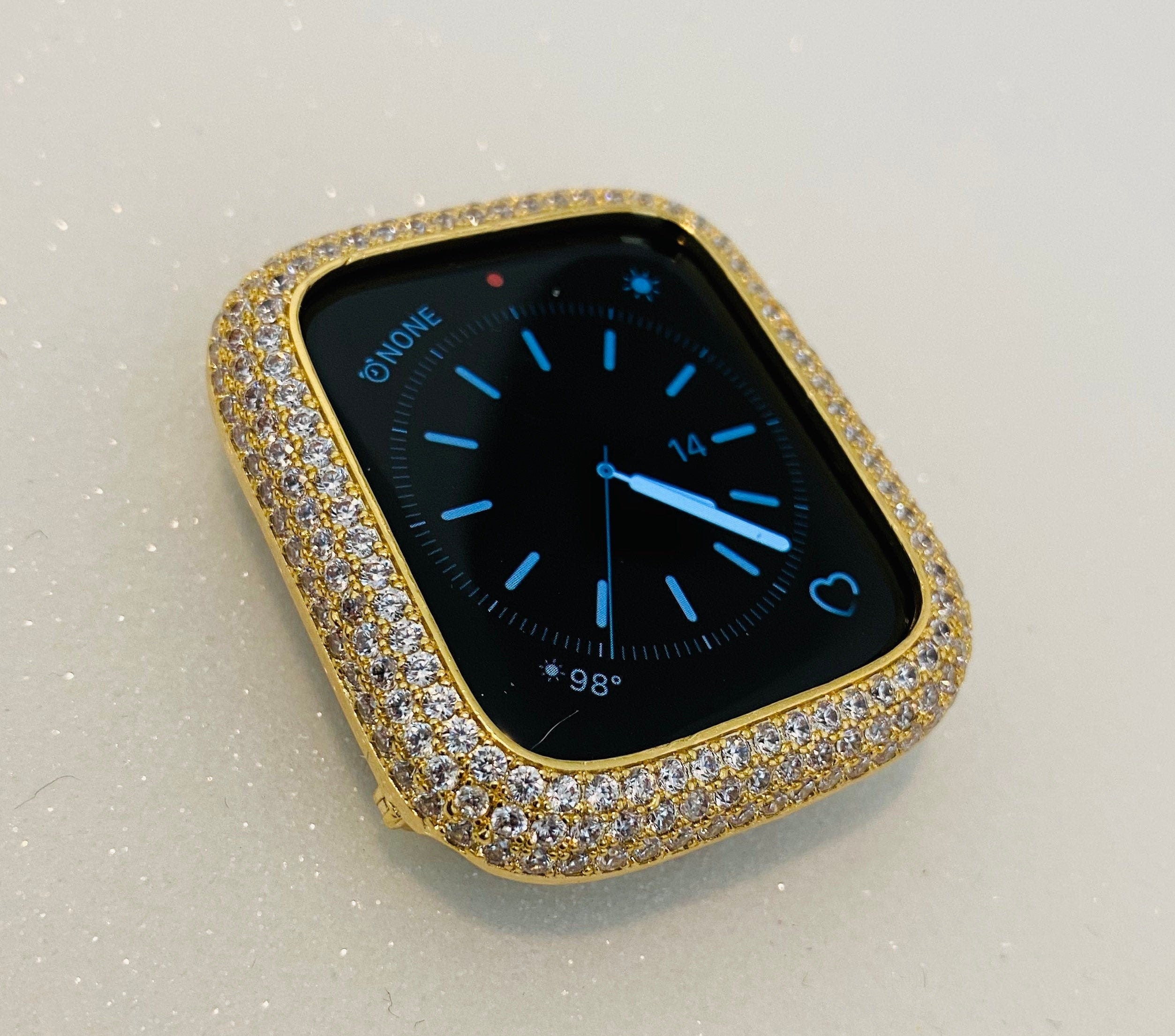 Custom Gold Apple Watch Case Lab Diamond Bezel 38-49mm Ultra Apple Watch Cover Bumper Iwatch Candy Bling Series 2-10 SE Iphone Watch Cover