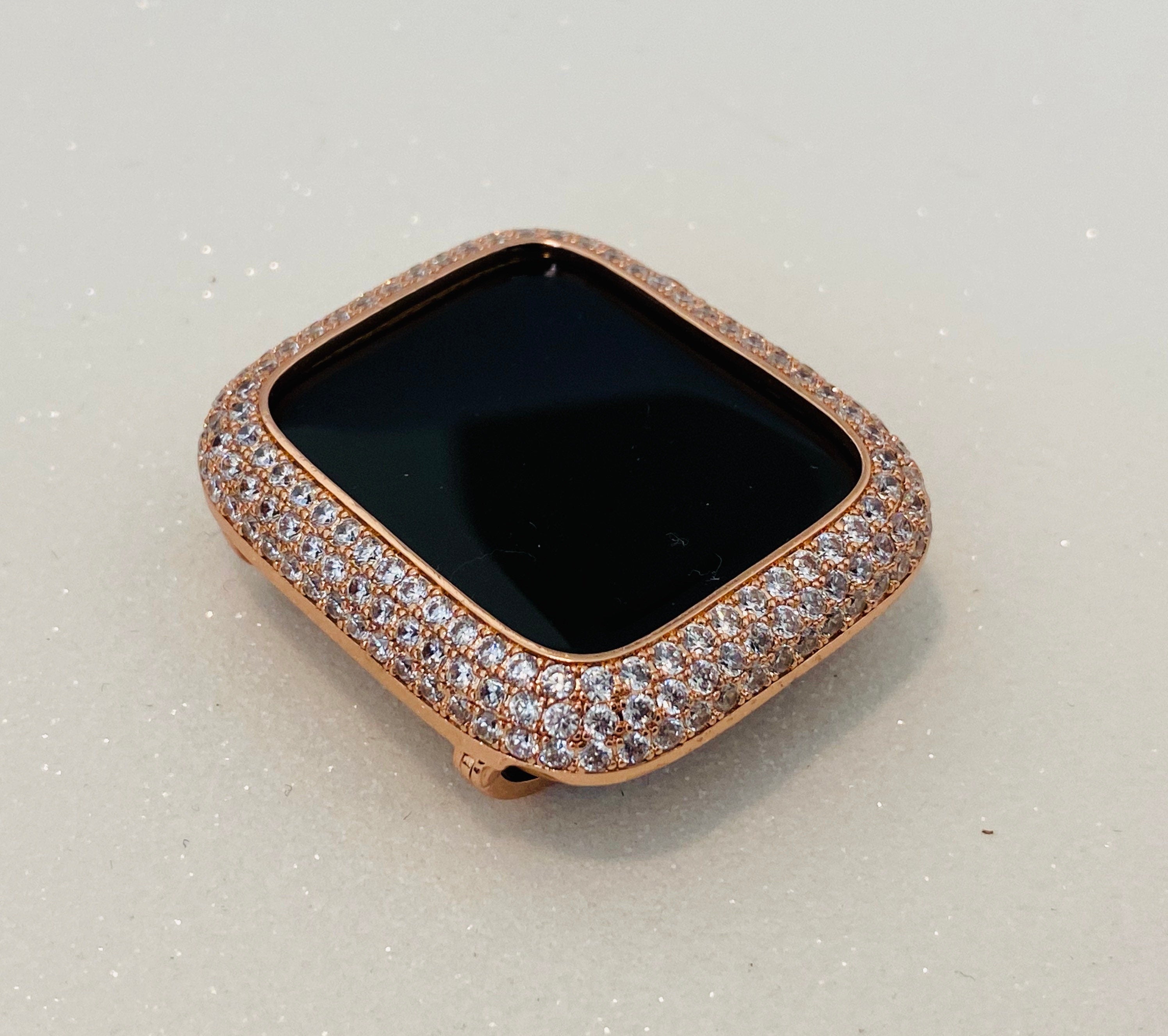 Apple Watch Cover Lab Diamonds Bezel Rose Gold 38mm 40mm 41mm 42mm 44mm 45mm 46mm Iphone Watch Case Series 1-11 Protective Bumper 49mm Ultra