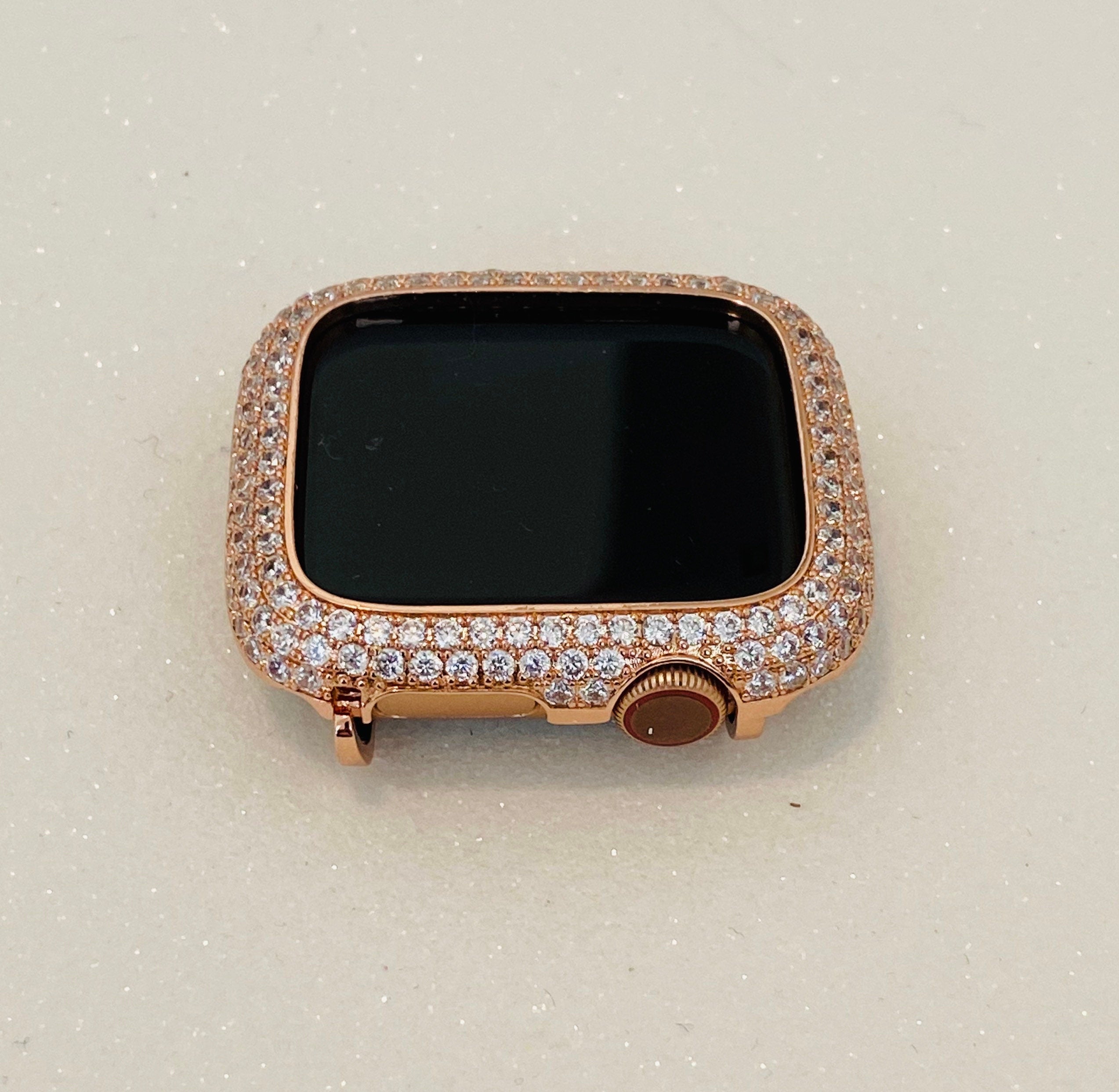 Rose Gold Apple Watch Case 38mm 40mm 41mm 42mm 44mm 45mm 49mm Ultra Apple Watch Cover Lab Diamond Bezel Bling Series 2-11 SE