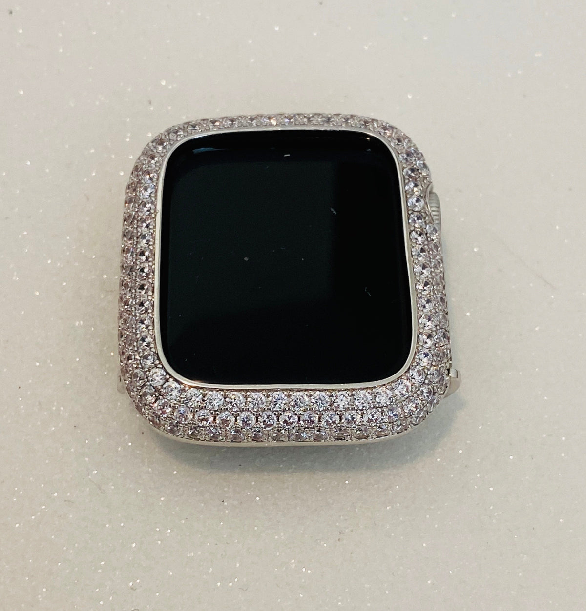 Silver Apple Watch Cover Pave Lab Diamond Bezel 38mm 40mm 41mm 42mm 44mm 45mm 46mm 49mm Iphone Watch Case Smartwatch Bumper Bling