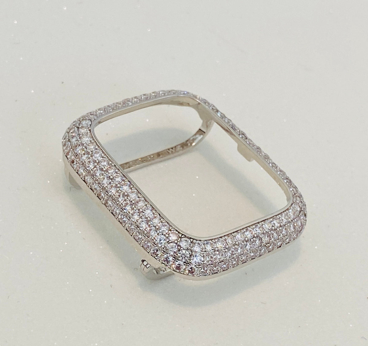 Silver Apple Watch Cover Pave Lab Diamond Bezel 38mm 40mm 41mm 42mm 44mm 45mm 46mm 49mm Iphone Watch Case Smartwatch Bumper Bling