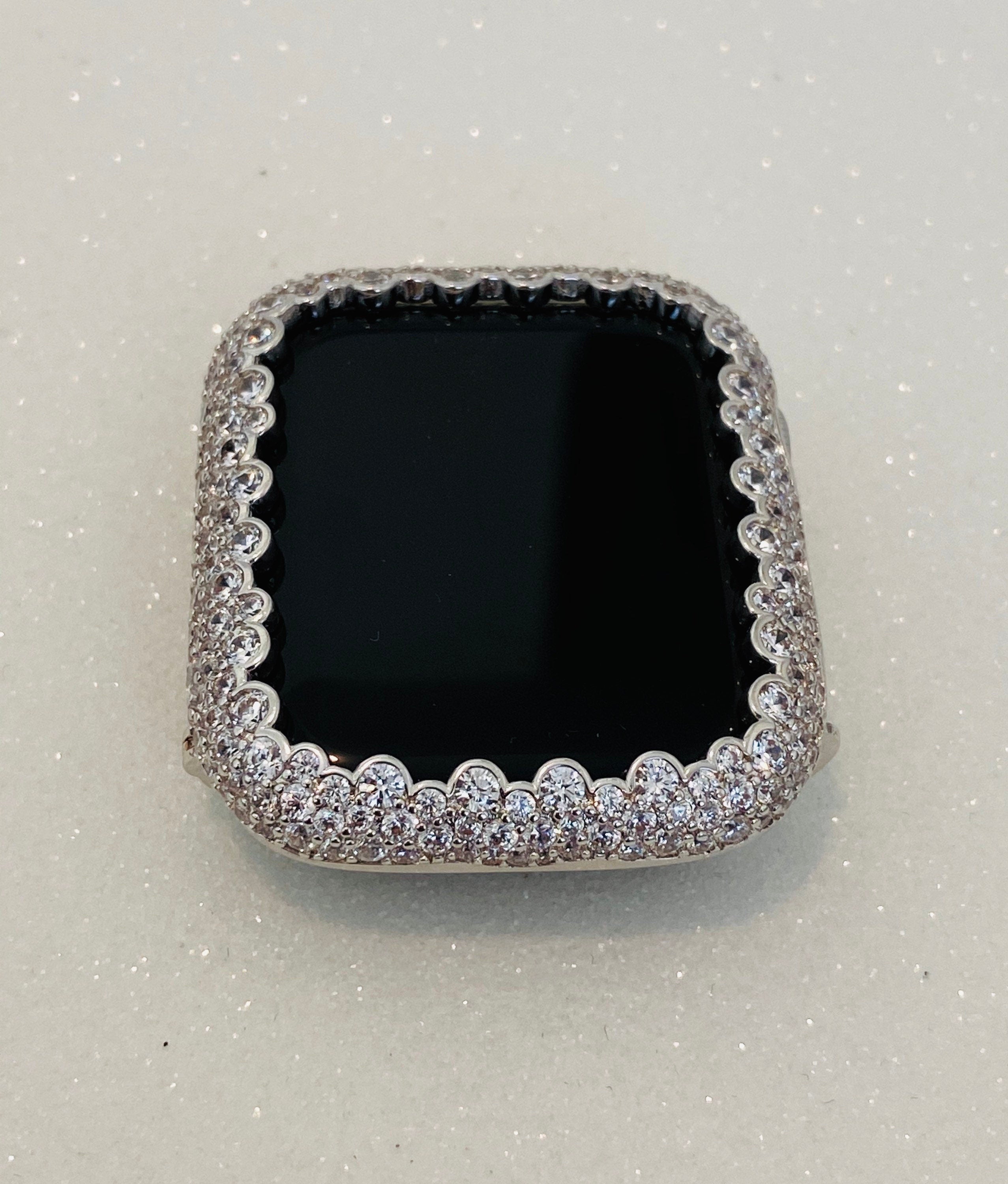 Silver Diamond Apple Watch Case Womens Lab Diamond Bezel Iphone Watch Cover - Ultra Gift for Her Iwatch Candy 38mm-49mm Ultra Crystal Bling