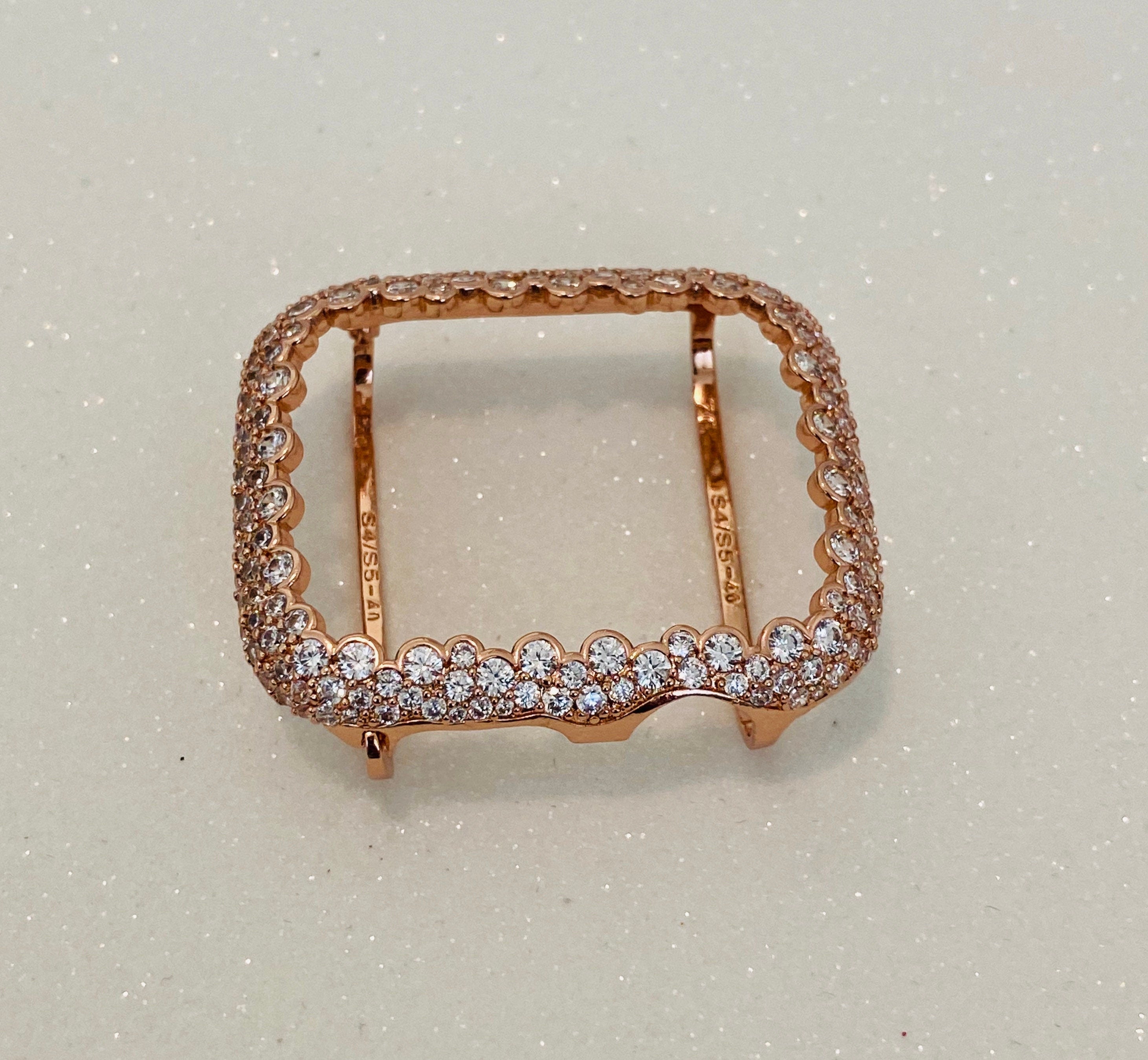 Rose Gold Apple Watch Case with Lab Diamonds for Iphone Watch Designer Iwatch Cover Protector 38mm-49mm Ultra Iwatch Candy Bling Series 10