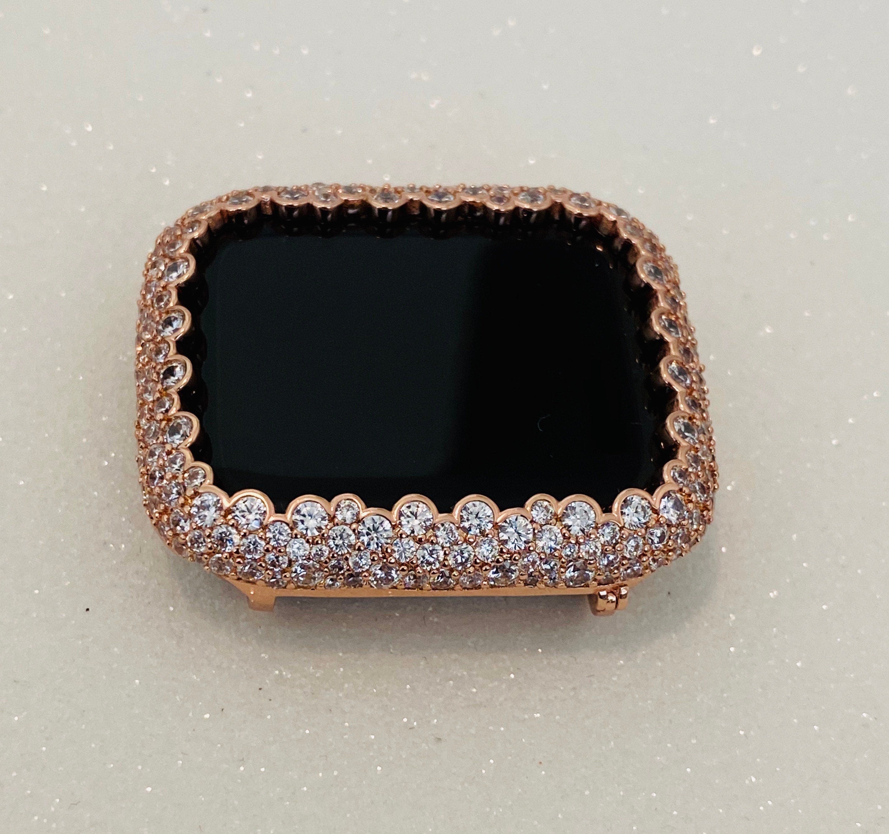 Apple Watch Cover Womens 41mm 45mm 49mm Ultra Rose Gold Lab Diamond Bezel Apple Watch Case Smartwatch Bumper Bling 38mm-46mm Series 2-11 SE