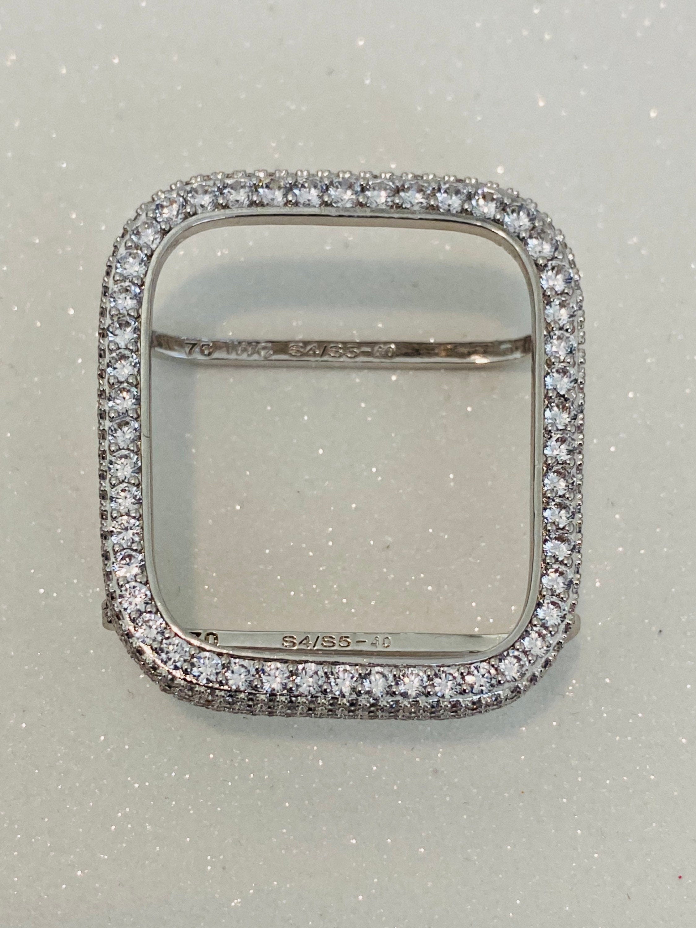 Custom Apple Watch Cover Silver Lab Diamond Bezel, Apple Watch Case Bling 38mm 40mm 41mm 42mm 44mm 45mm 46mm 49mm Ultra Iphone Watch Cover