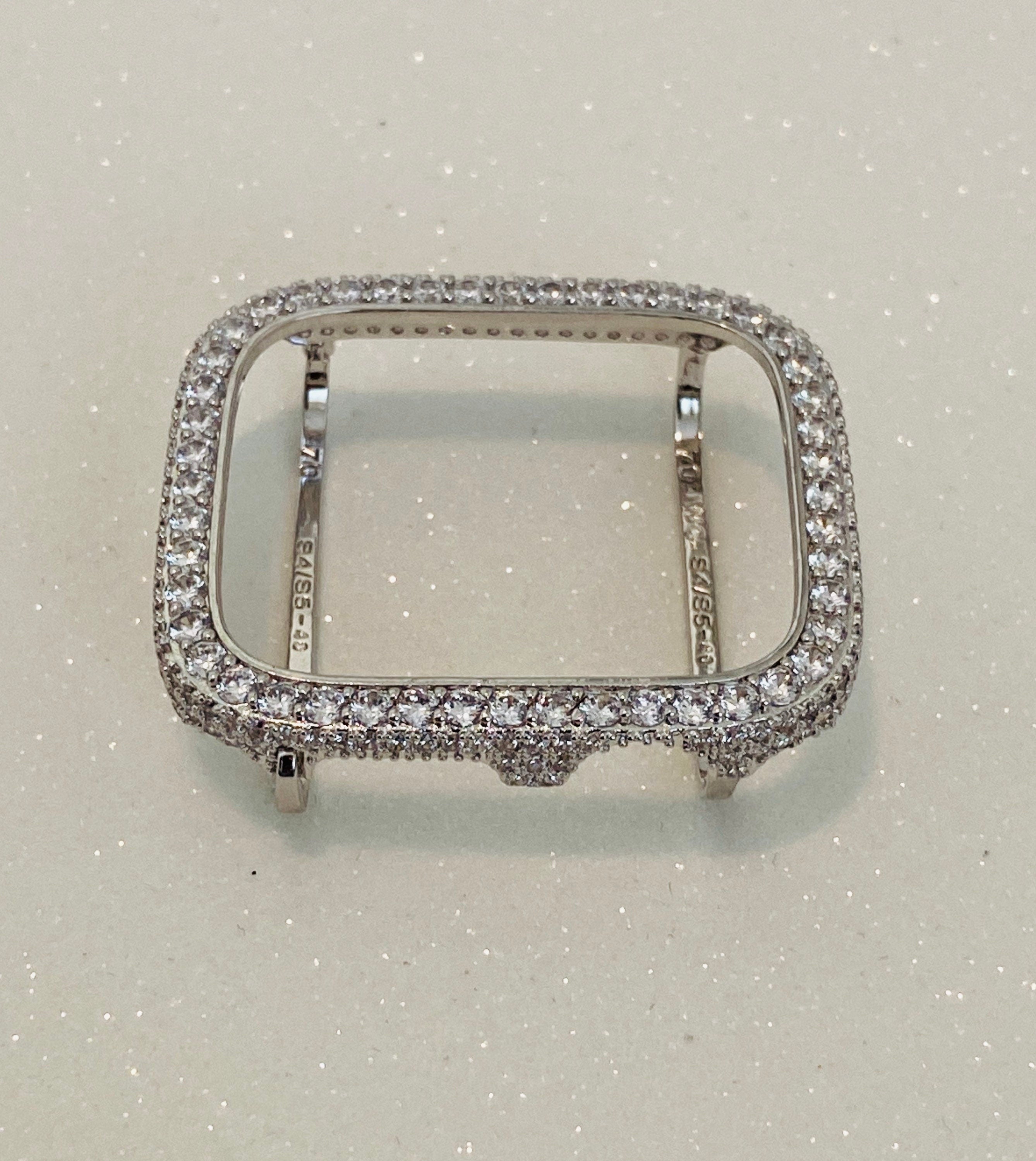 Custom Apple Watch Cover Silver Lab Diamond Bezel, Apple Watch Case Bling 38mm 40mm 41mm 42mm 44mm 45mm 46mm 49mm Ultra Iphone Watch Cover