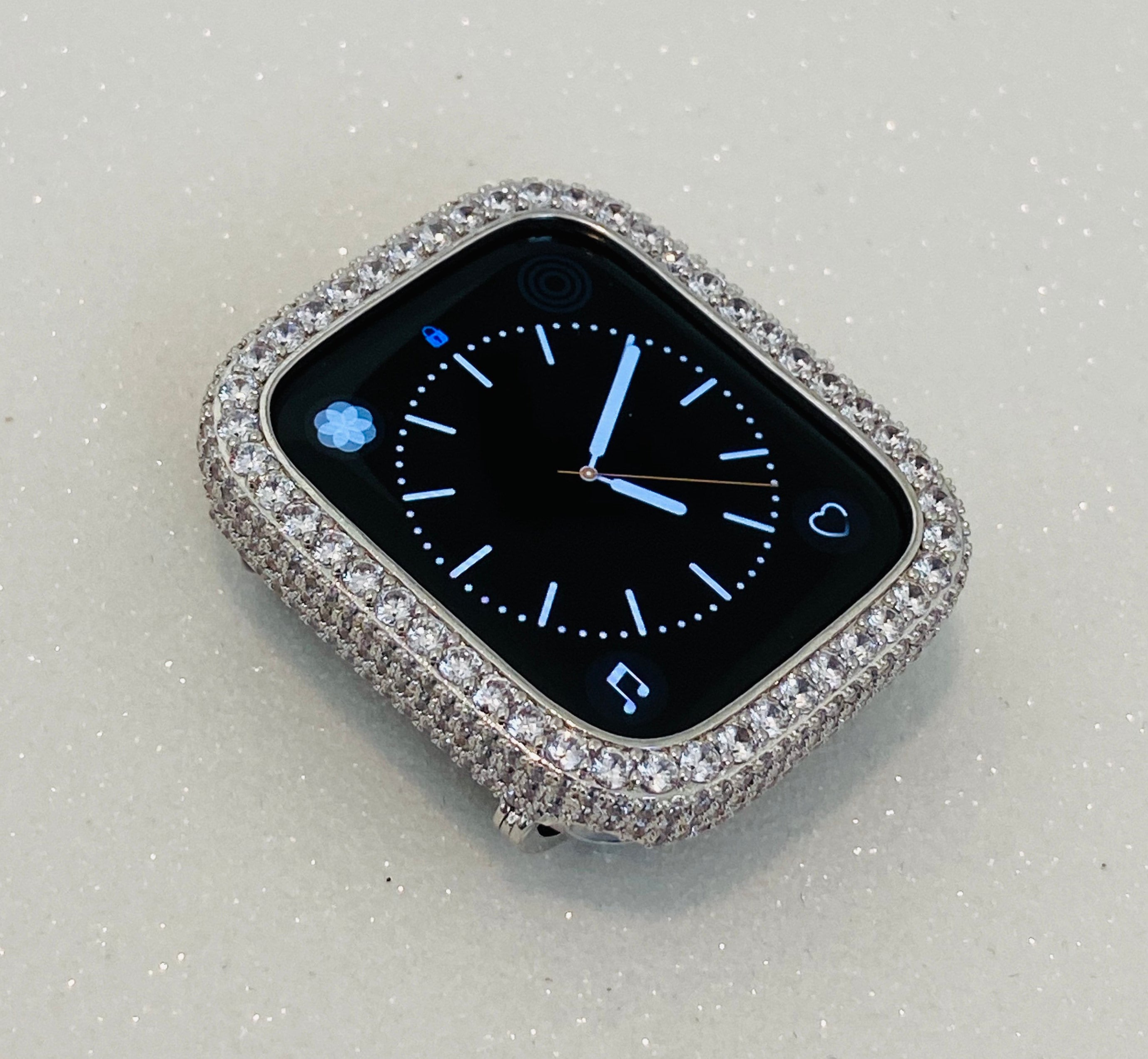Series 10-11 Apple Watch Cover Silver Lab Diamond Bezel Apple Watch Case Bling 38mm 40mm 41mm 42mm 44mm 45mm 46mm 49mm Iphone Watch Cover