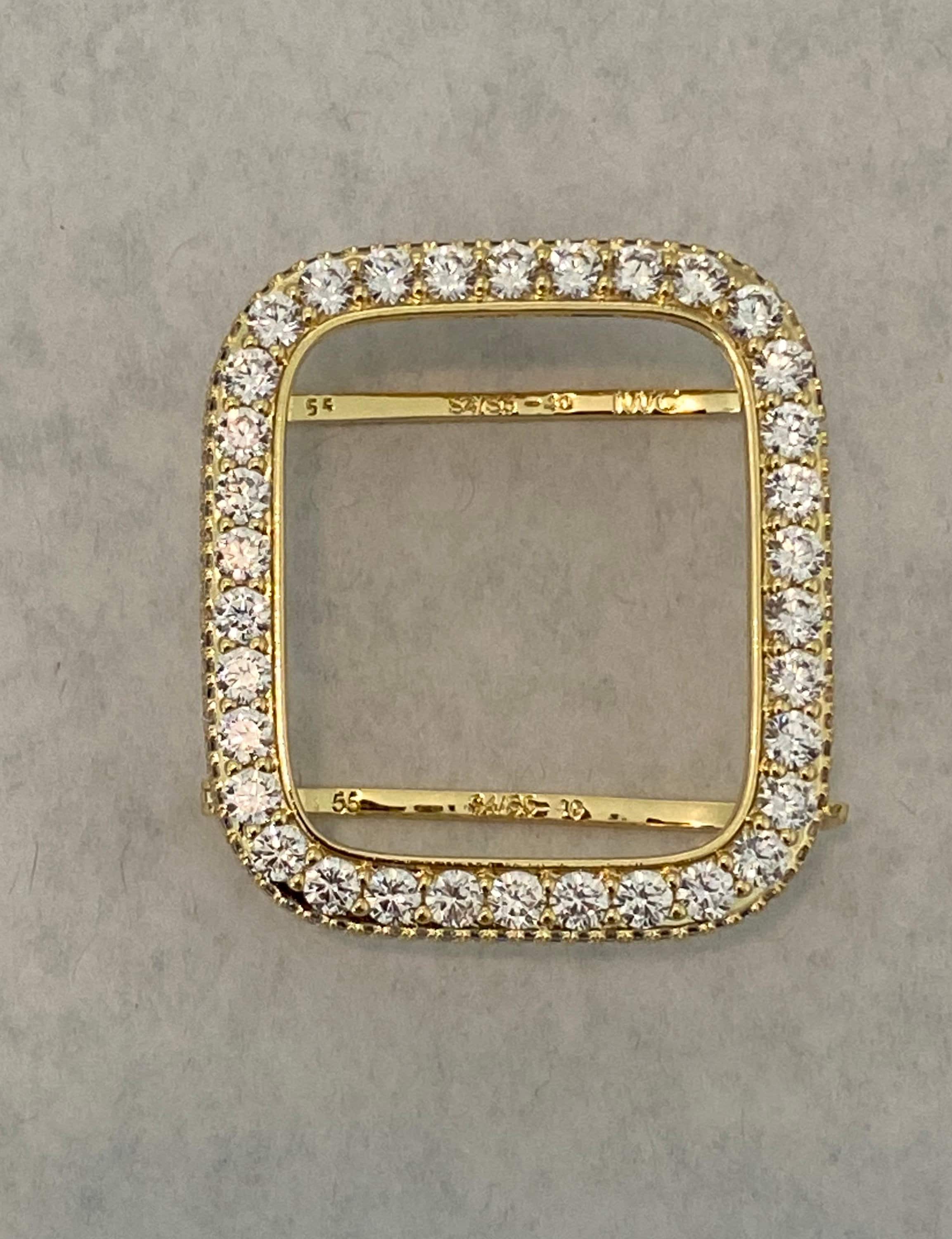 Series 1-8 Apple Watch Band Bezel Cover 41mm 45mm Gold 3.5mm Lab Diamond Case Bumper Smartwatch Bling 38mm-45mm