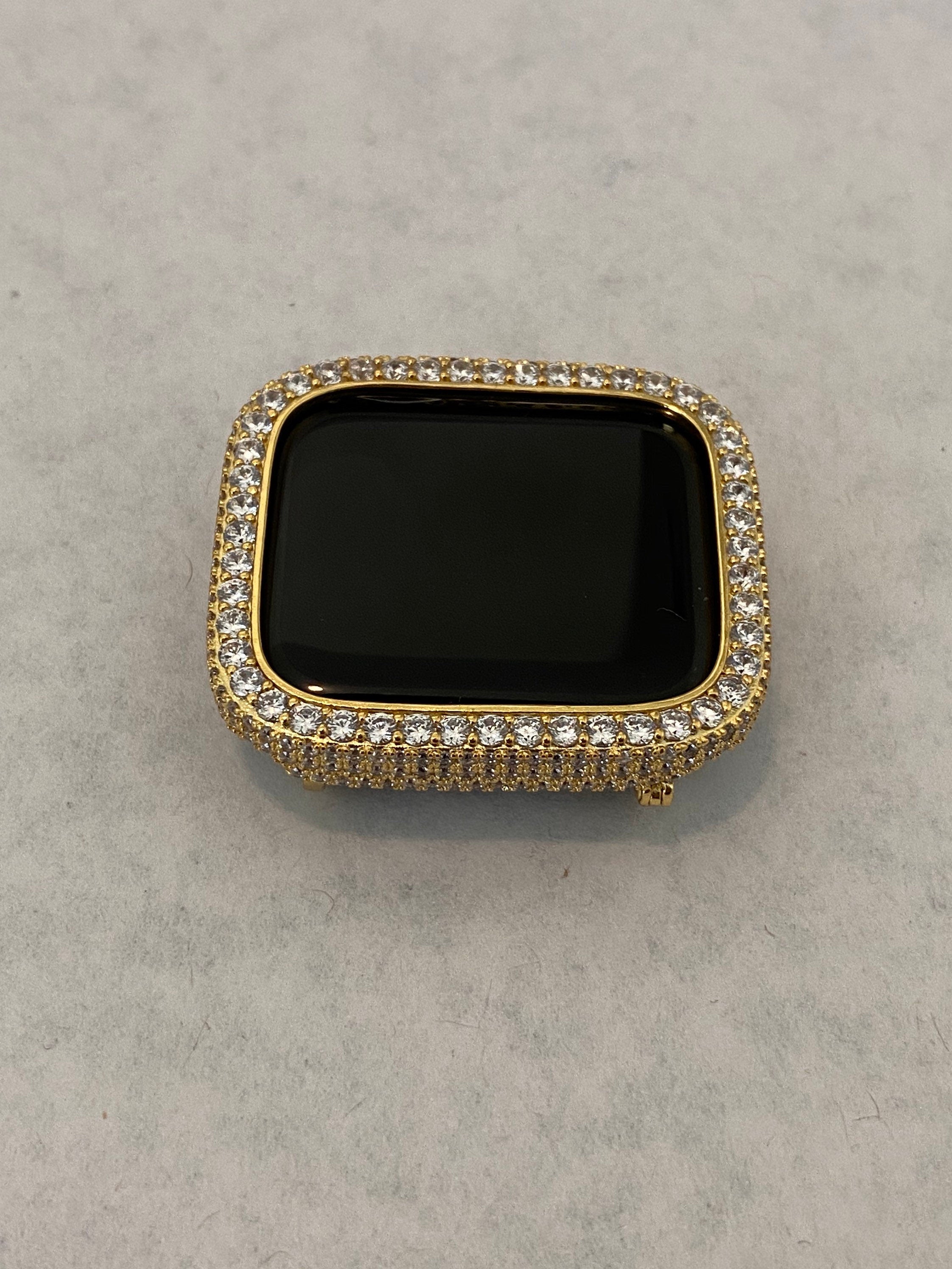 Gold Apple Watch Cover Lab Diamond Bezel Case 42mm 46mm 49mm Ultra Apple Watch Case Bling 38mm 40mm 42mm 44mm Series 1-11
