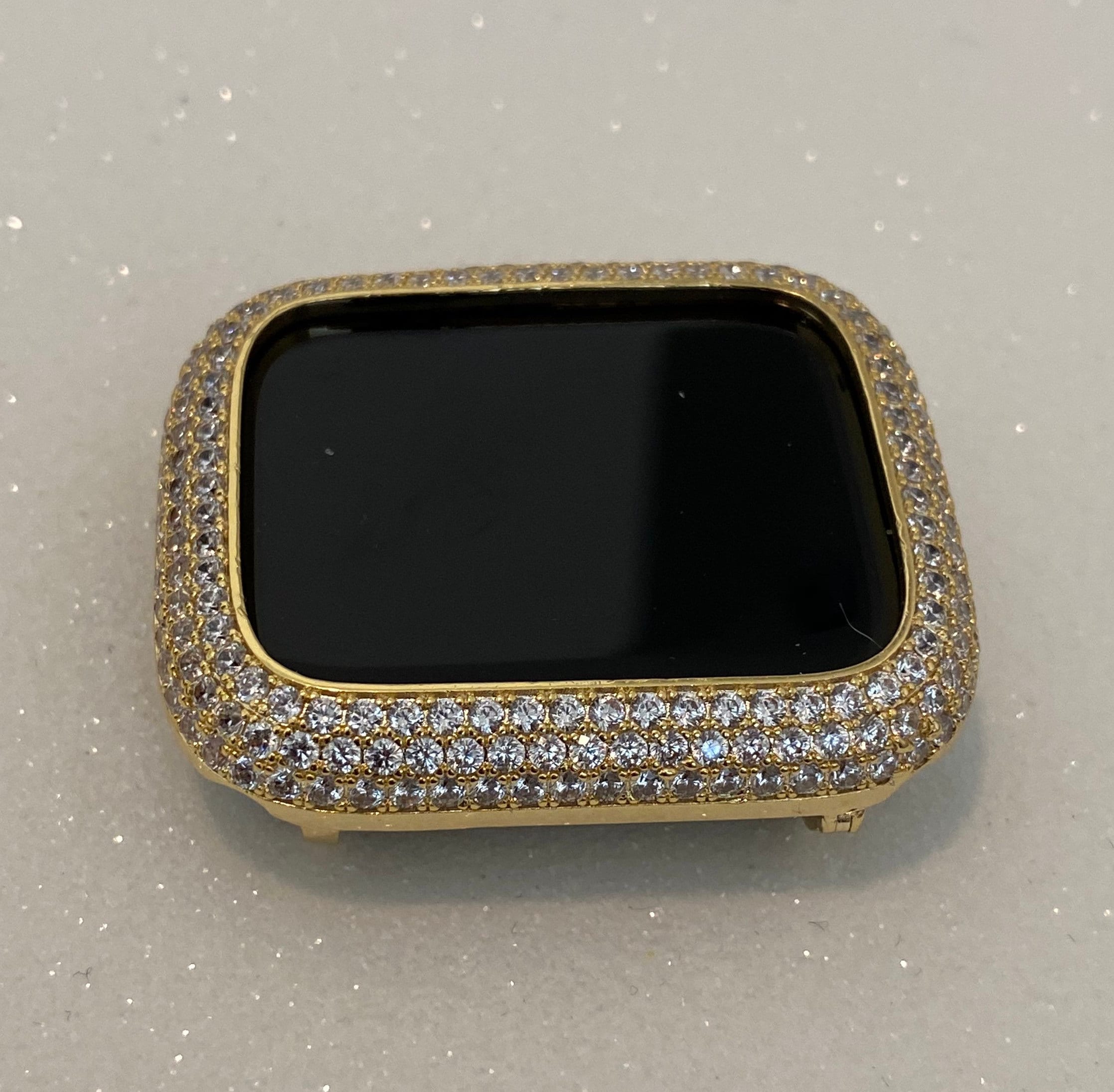 Custom Gold Apple Watch Case Lab Diamond Bezel 38-49mm Ultra Apple Watch Cover Bumper Iwatch Candy Bling Series 2-10 SE Iphone Watch Cover