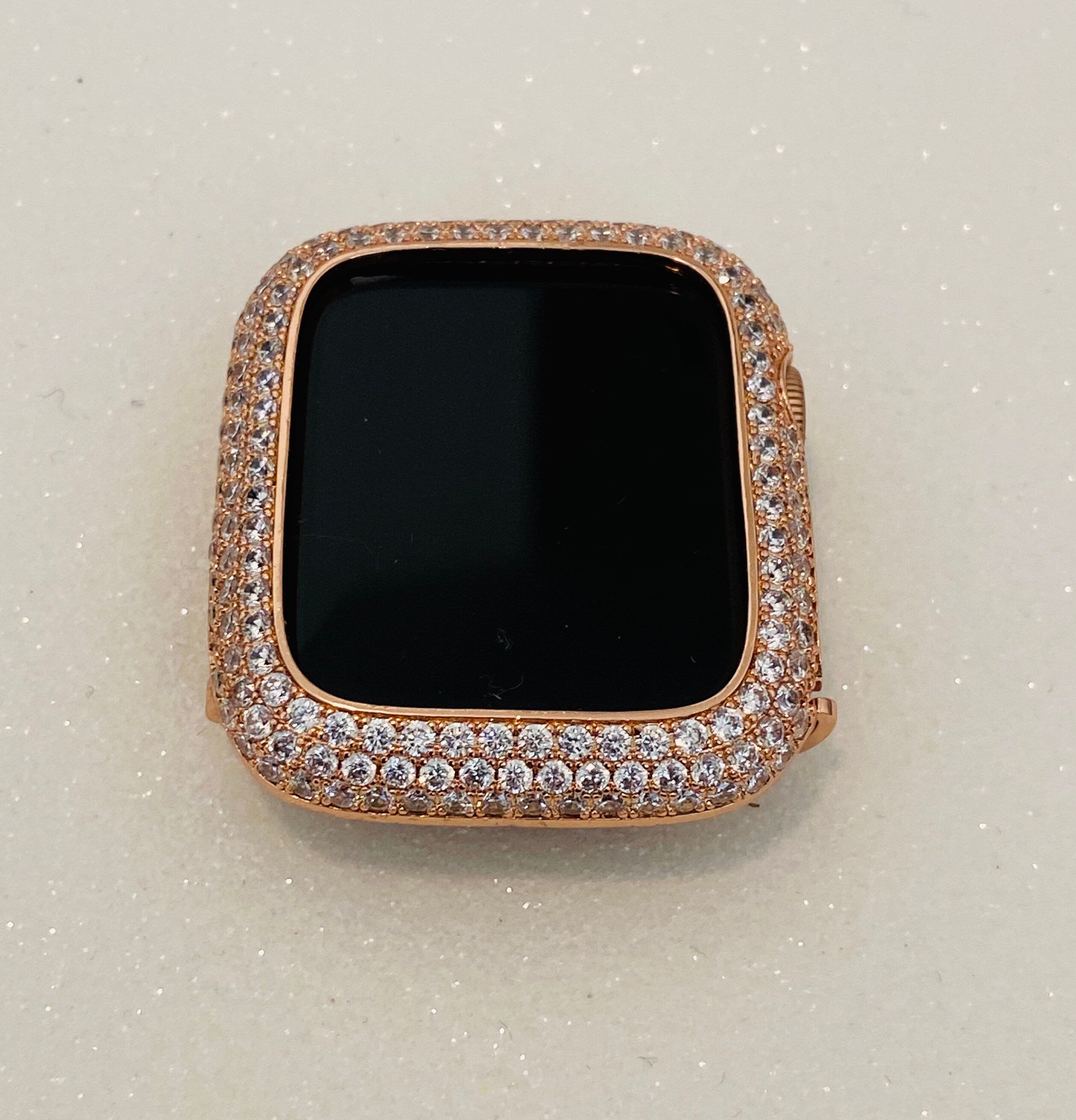 Apple Watch Cover Lab Diamonds Bezel Rose Gold 38mm 40mm 41mm 42mm 44mm 45mm 46mm Iphone Watch Case Series 1-11 Protective Bumper 49mm Ultra