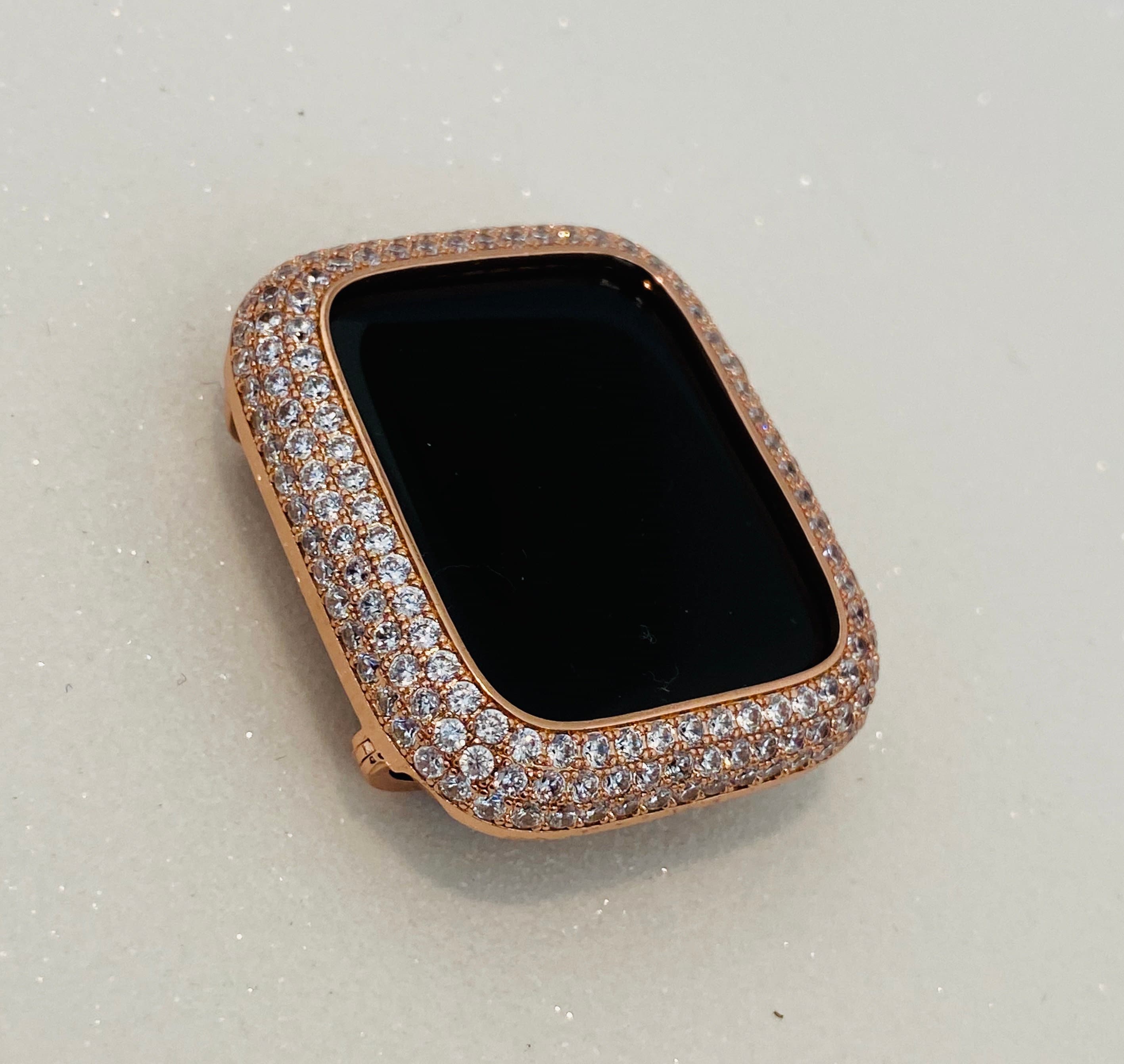 Apple Watch Cover Lab Diamonds Bezel Rose Gold 38mm 40mm 41mm 42mm 44mm 45mm 46mm Iphone Watch Case Series 1-11 Protective Bumper 49mm Ultra