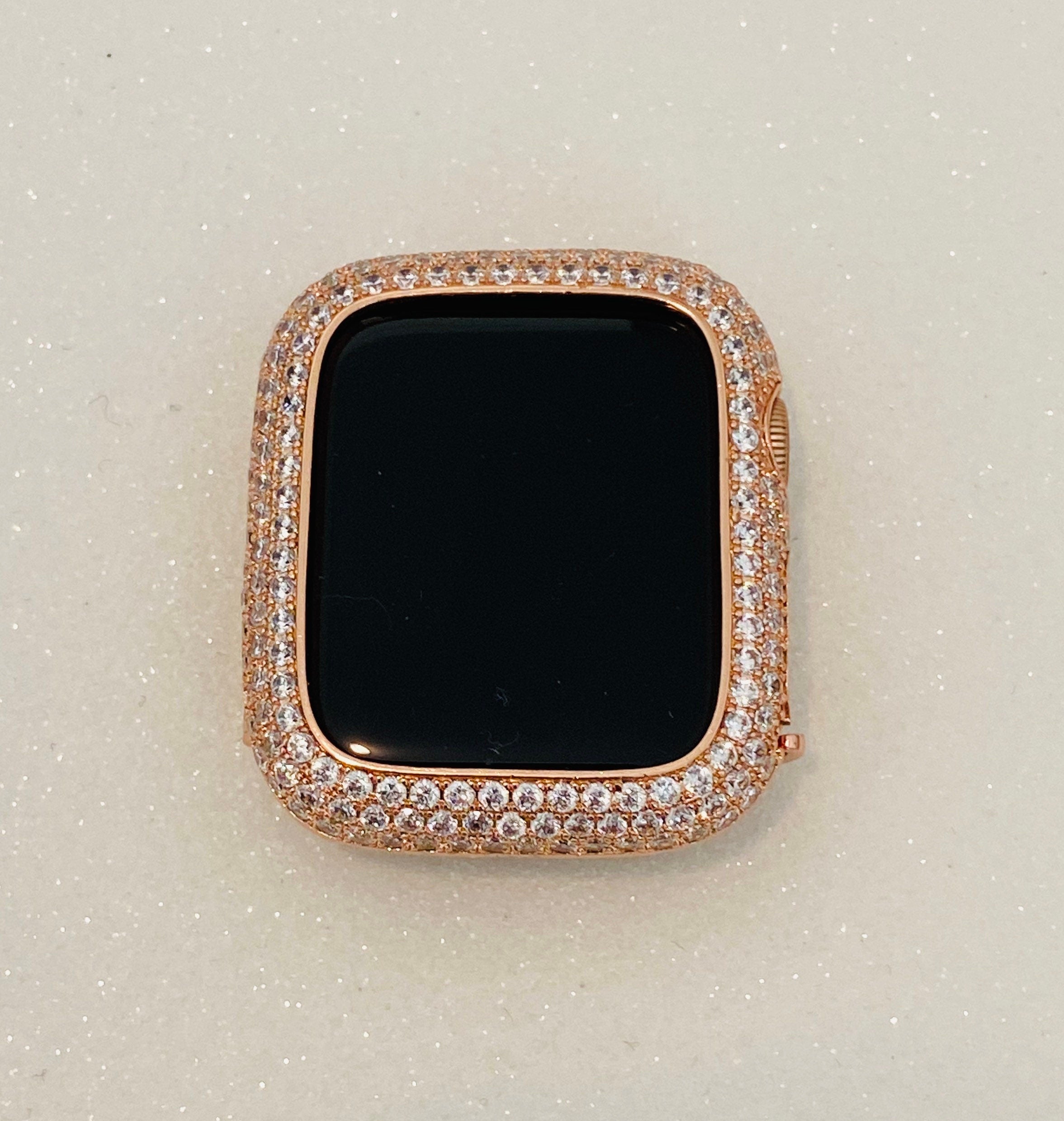 Rose Gold Apple Watch Case 38mm 40mm 41mm 42mm 44mm 45mm 49mm Ultra Apple Watch Cover Lab Diamond Bezel Bling Series 2-10 SE