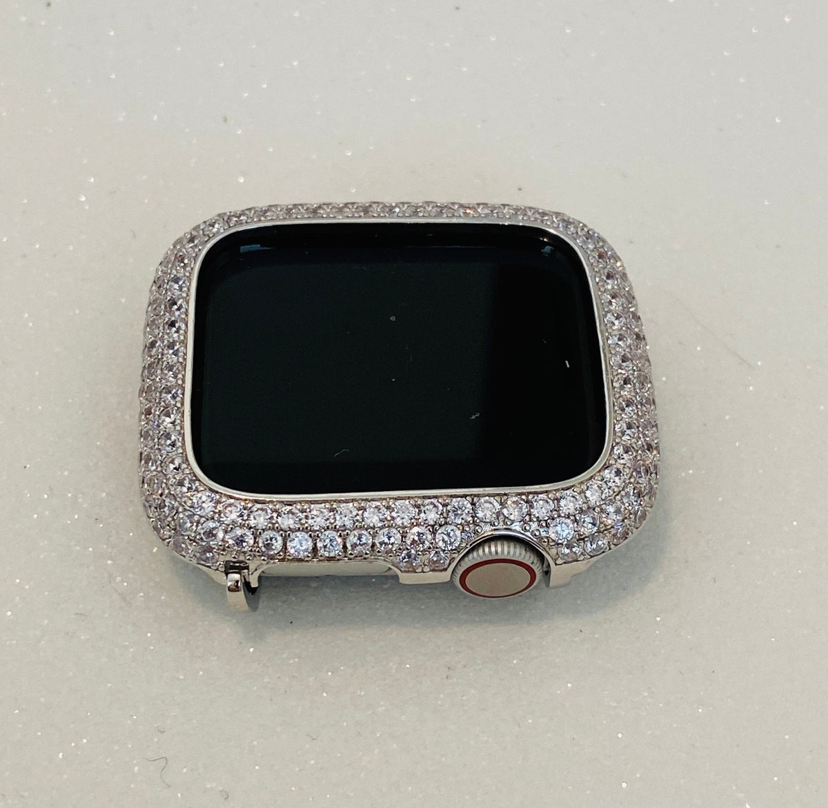 Silver Apple Watch Cover Pave Lab Diamond Bezel 38mm 40mm 41mm 42mm 44mm 45mm 46mm 49mm Iphone Watch Case Smartwatch Bumper Bling
