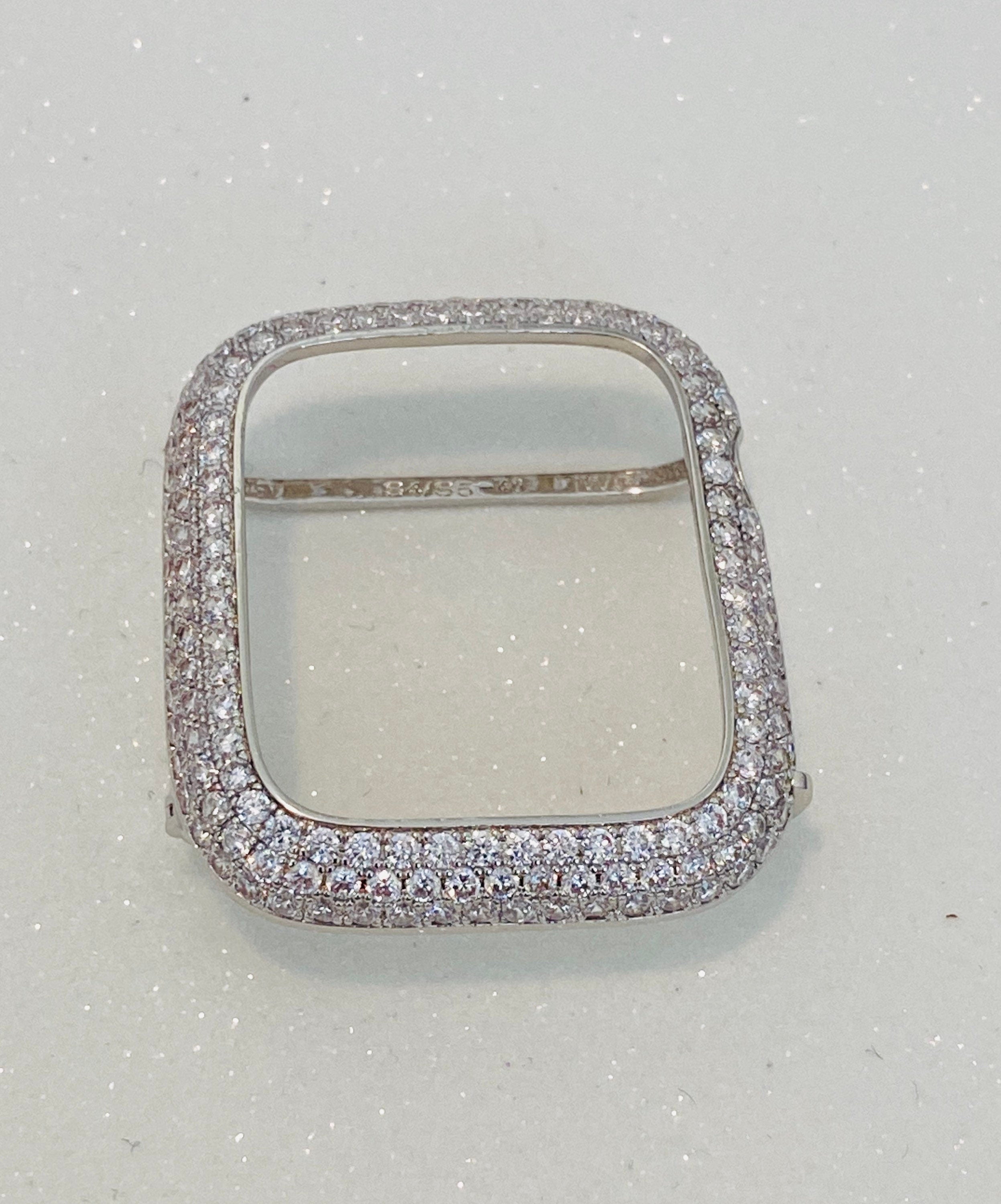 Silver Apple Watch Cover Pave Lab Diamond Bezel 38mm 40mm 41mm 42mm 44mm 45mm 46mm 49mm Iphone Watch Case Smartwatch Bumper Bling