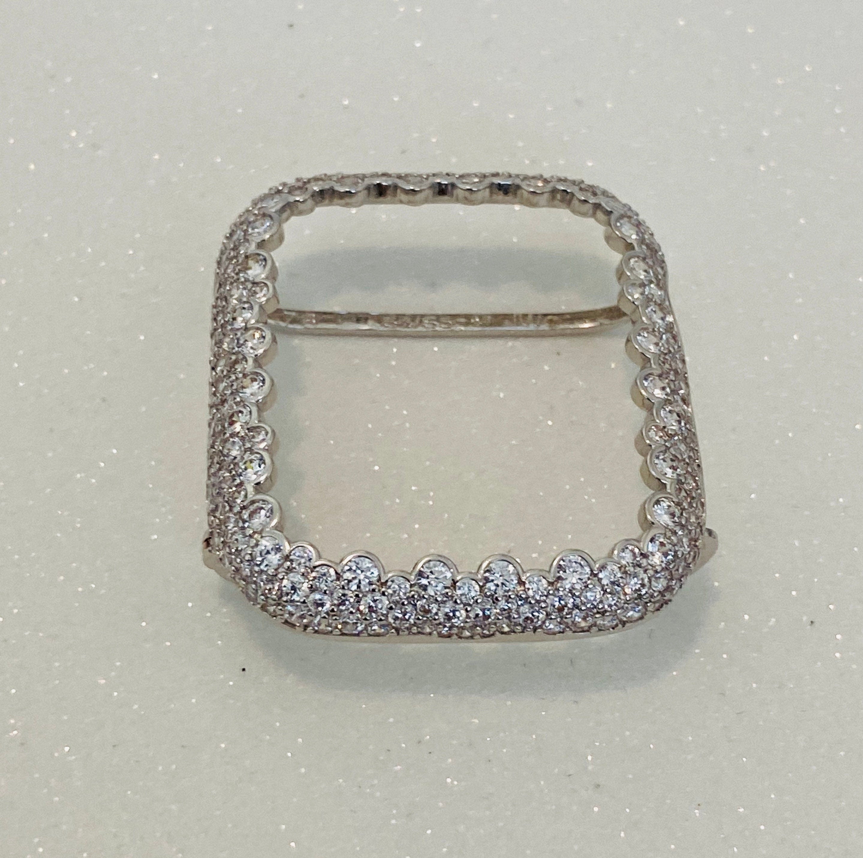 Silver Diamond Apple Watch Case Womens Lab Diamond Bezel Iphone Watch Cover - Ultra Gift for Her Iwatch Candy 38mm-49mm Ultra Crystal Bling