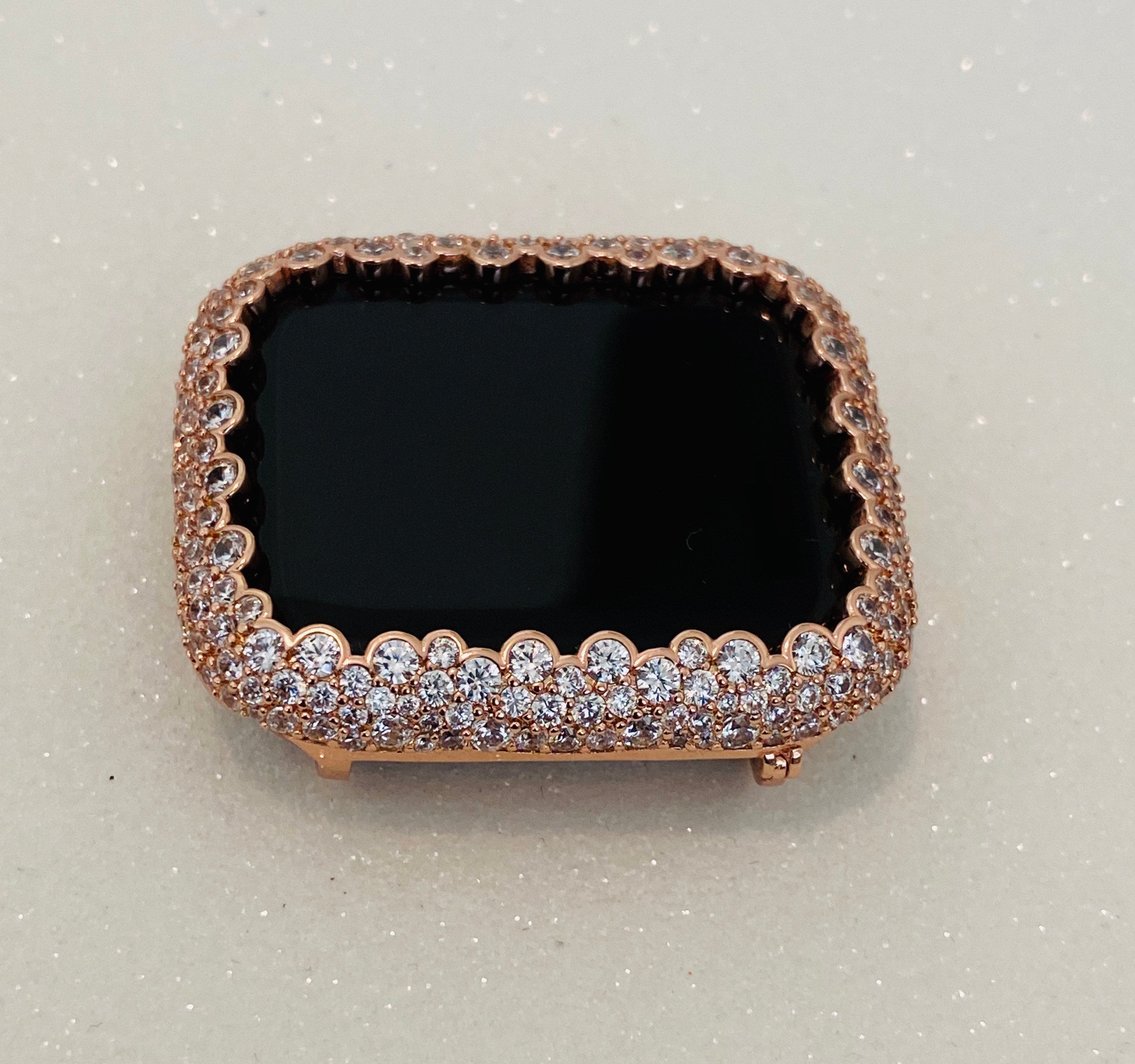 Rose Gold Apple Watch Case with Lab Diamonds for Iphone Watch Designer Iwatch Cover Protector 38mm-49mm Ultra Iwatch Candy Bling Series 10