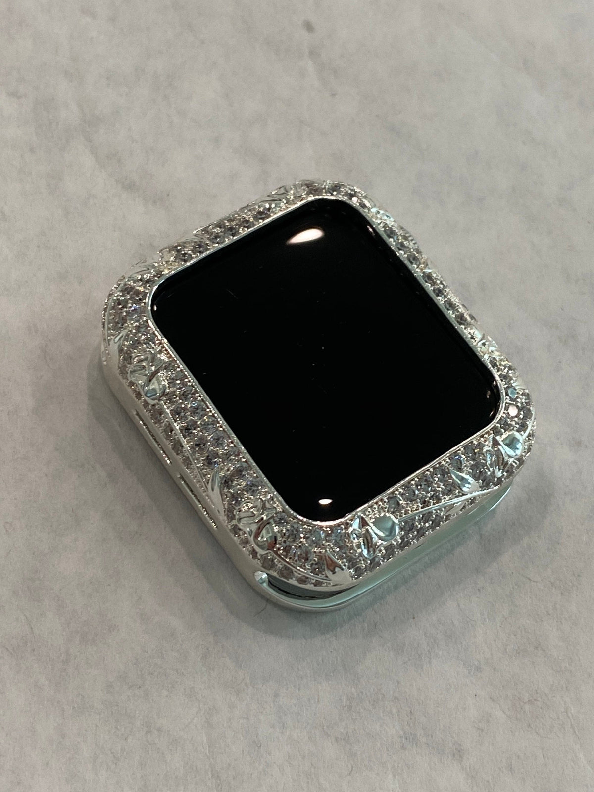 Series 2-12 Apple Watch Band Women Swarovski Crystals Silver & or Apple Watch Case for Iphone Watch 38mm-45mm Smartwatch Bumper Case Bling
