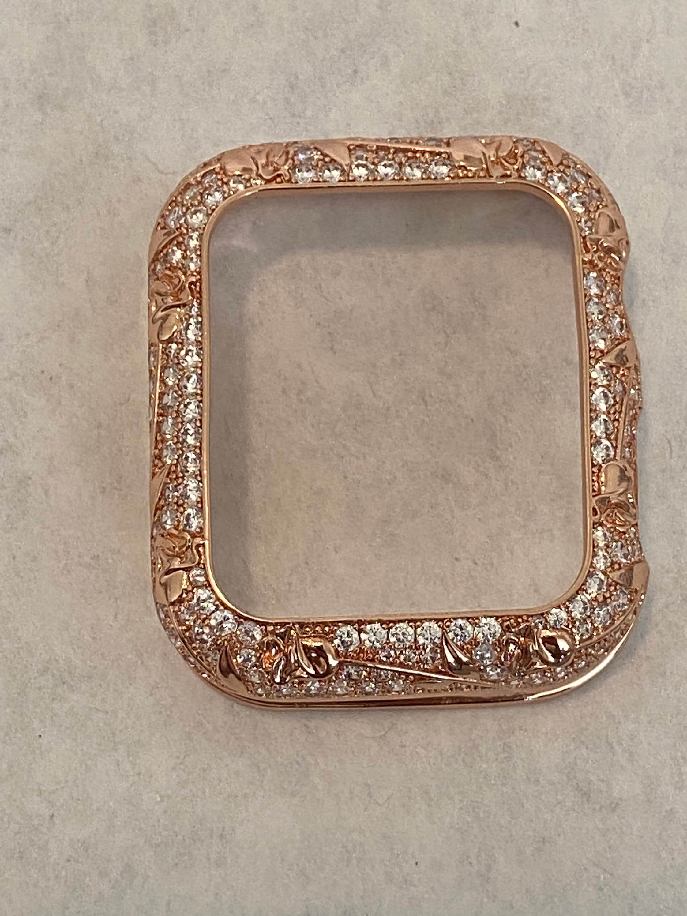 Apple Watch Bezel Cover 41mm 45mm Swarovski Crystals Rose Gold Smartwatch Bumper Apple Watch Case Bling 38mm 40mm 42mm 44mm Series 2-9