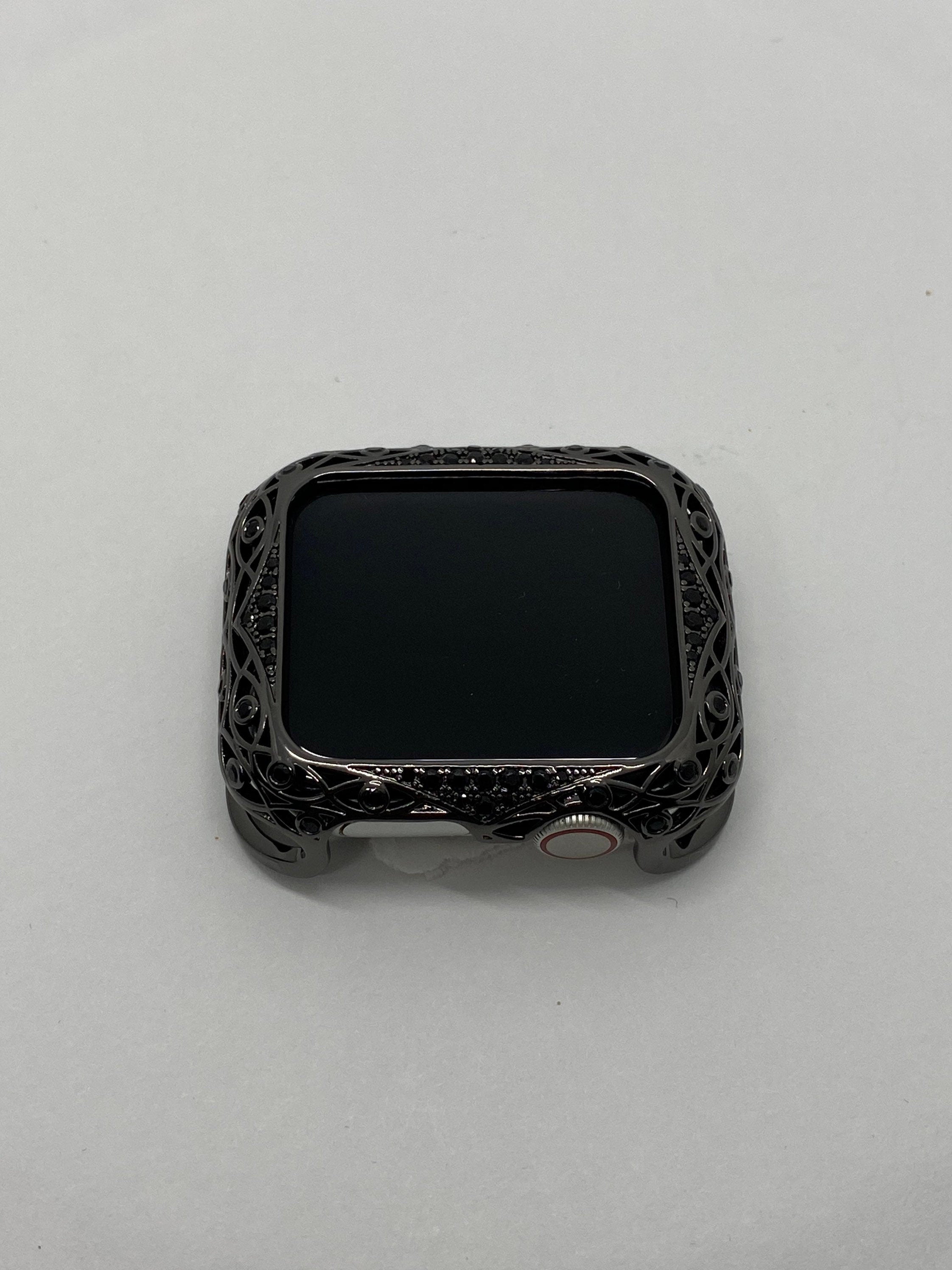 Black on Black Apple Watch Cover Crystals Womens Apple Watch Case Bumper 38mm-45mm Iwatch Candy Bling Series 2-9