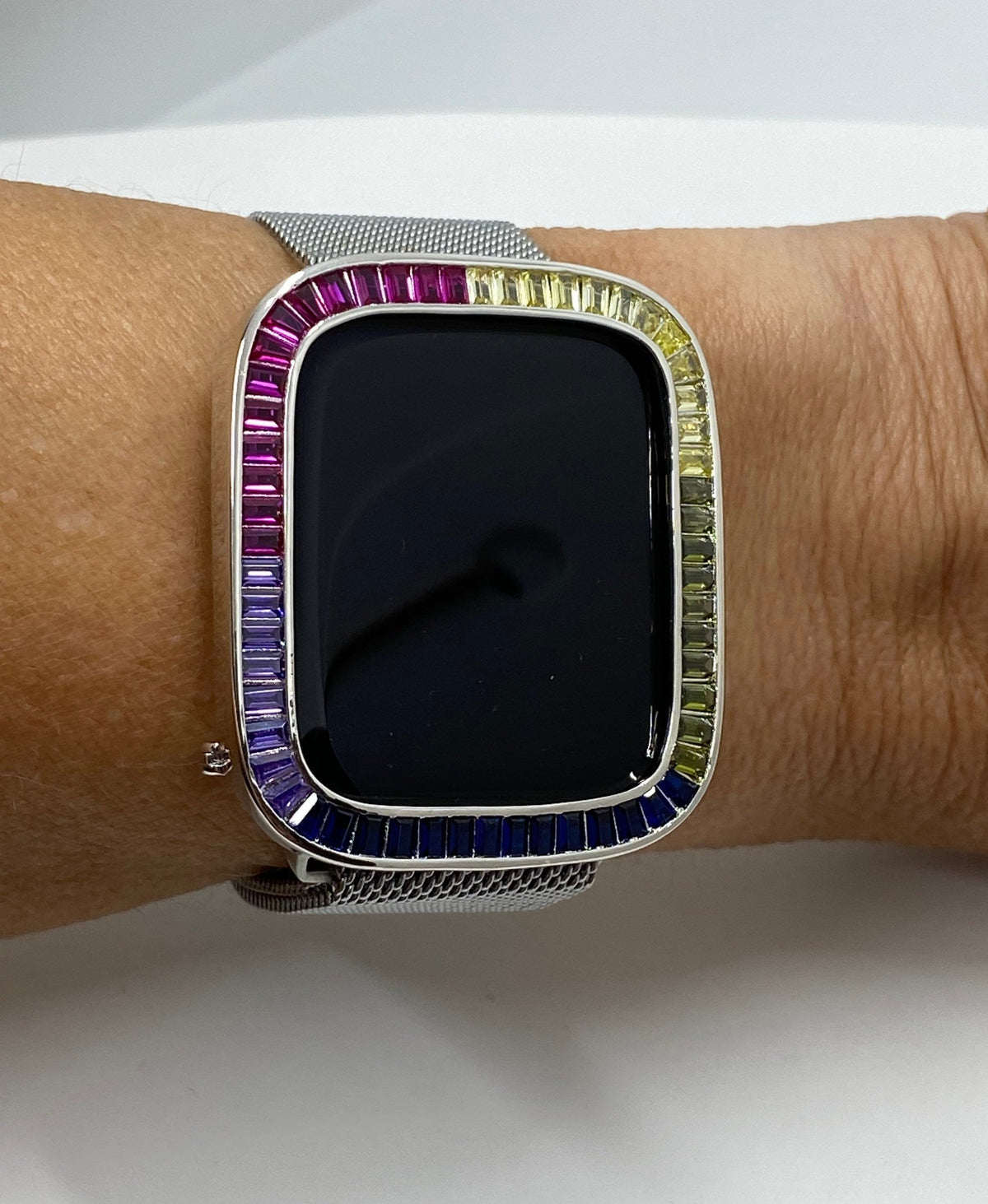 Series 10-11 Custom Rainbow Apple Watch Bezel Cover 42mm 46mm Silver Apple Watch Case Bumper Iwatch Candy Bling Presale