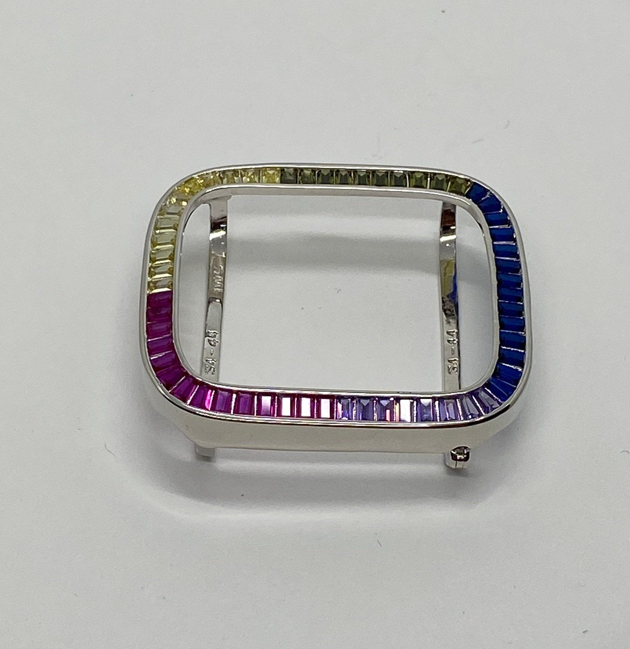 41mm 45mm Rainbow Apple Watch Cover 40mm 44mm Silver Lab Diamond Bezel Iwatch Case Series 2-9 Iphone Watch Cover Iwatch Candy Bling 38-45mm