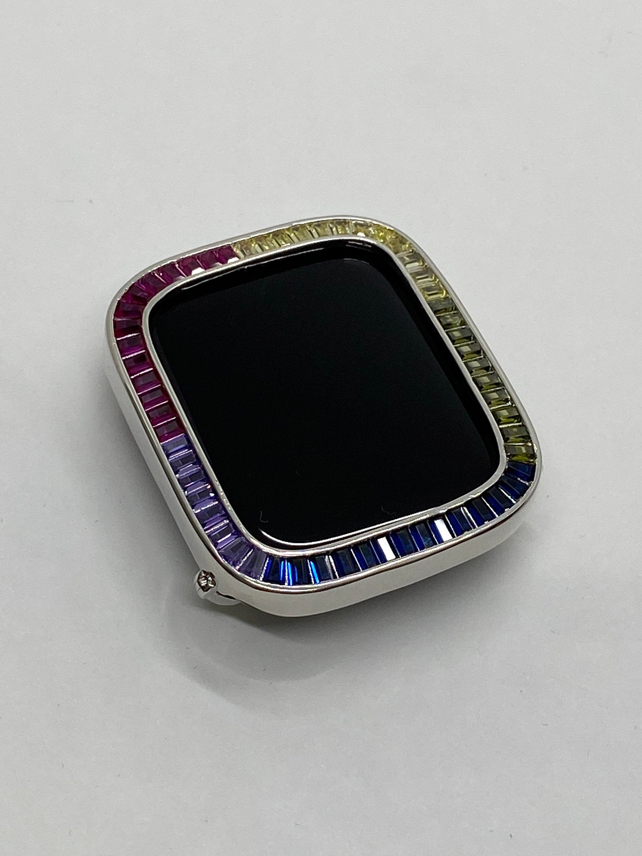 41mm 45mm Rainbow Apple Watch Cover 40mm 44mm Silver Lab Diamond Bezel Iwatch Case Series 2-9 Iphone Watch Cover Iwatch Candy Bling 38-45mm