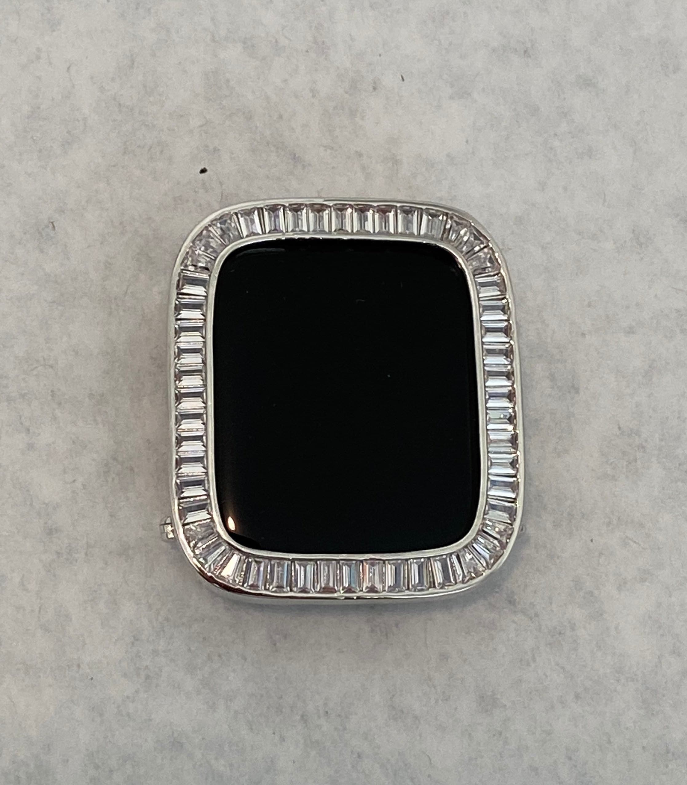 Bling Apple Watch Bezel Cover, Silver Iwatch Case Bling 38mm 40mm 42mm 44mm Series 1-8, Smartwatch Bumper 41mm 45mm Series 9