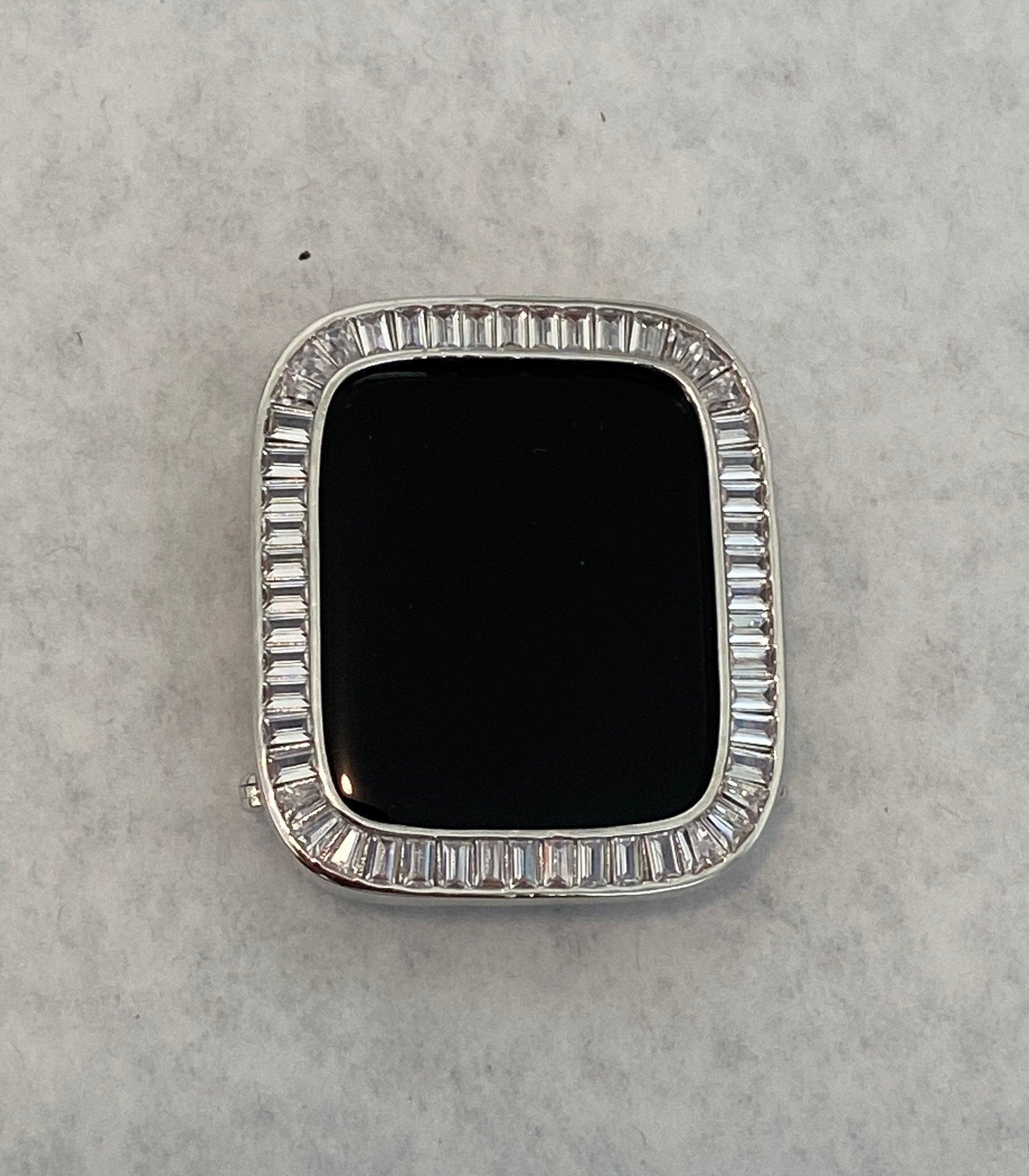 Bling Apple Watch Bezel Cover, Silver Iwatch Case Bling 38mm 40mm 42mm 44mm Series 1-8, Smartwatch Bumper 41mm 45mm Series 9