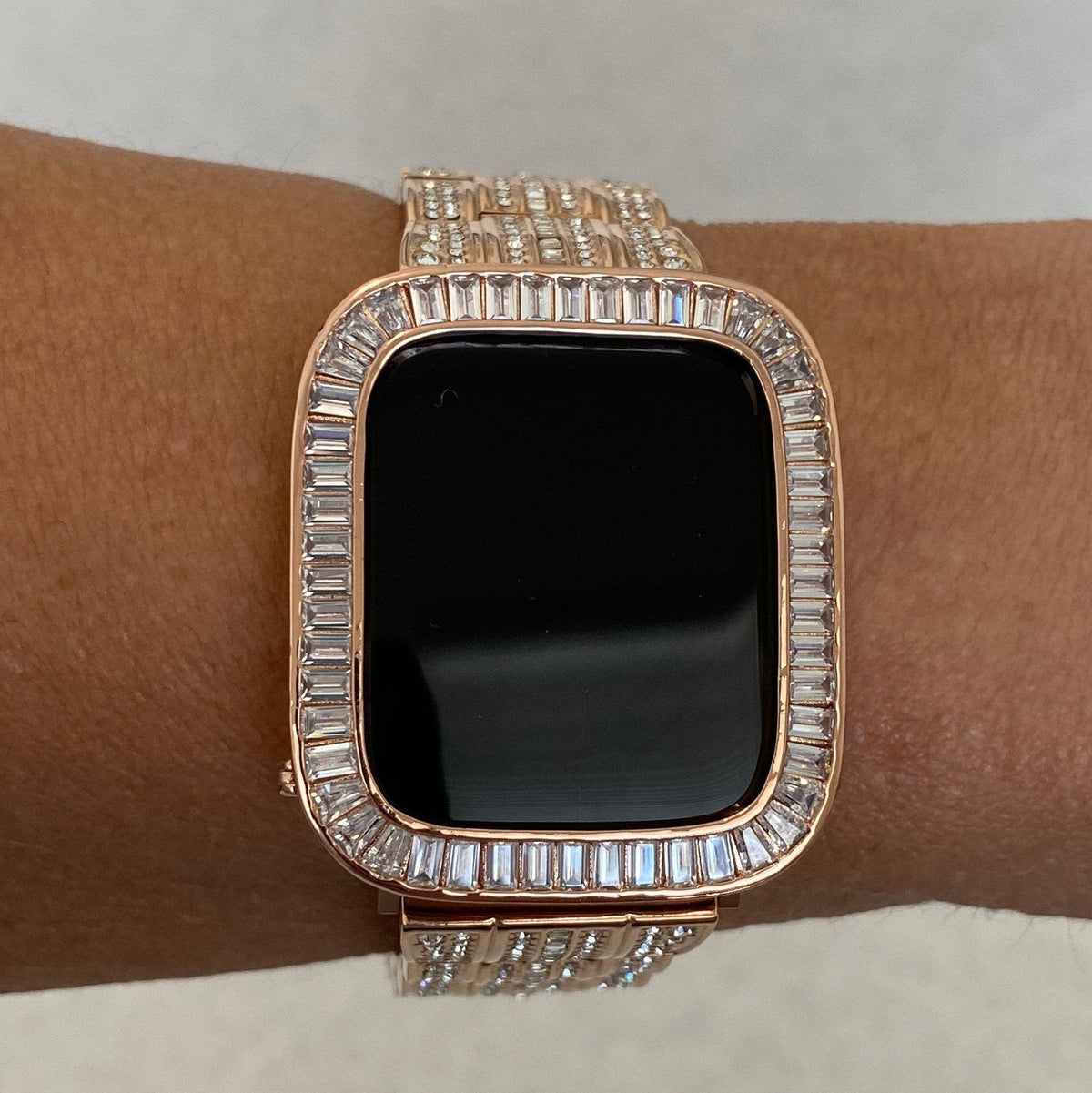 Series 2-9 Apple Watch Case 41mm 45mm Rose Gold Lab Diamond Bezel Apple Watch Cover Iwatch Candy Bumper Bling 38mm-45mm Series 2-9 SE