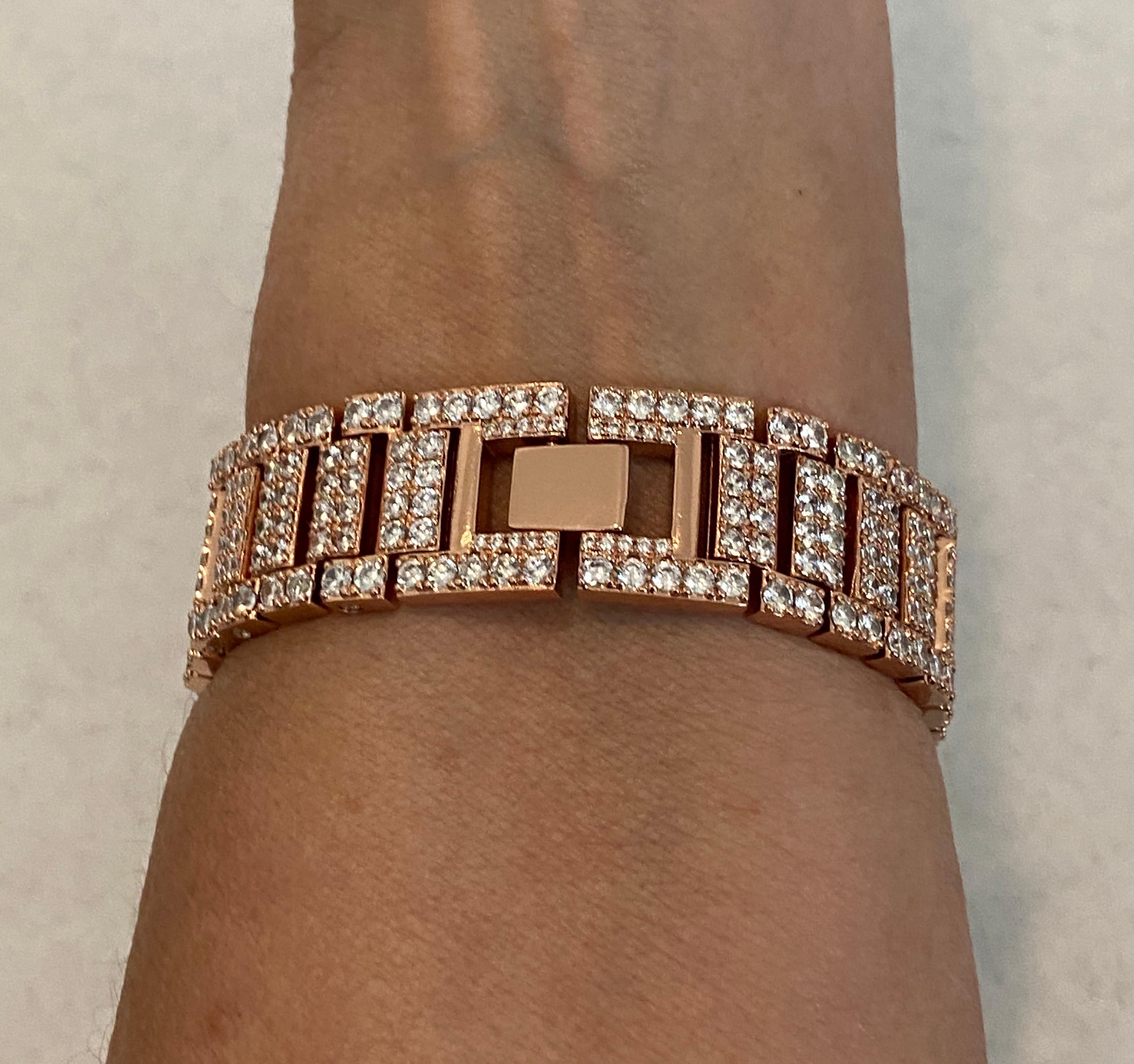 Custom Apple Watch Band Rose Gold 38mm 40mm 42mm 44mm and or Lab Diamond Bezel Cover 41mm 45mm Bling