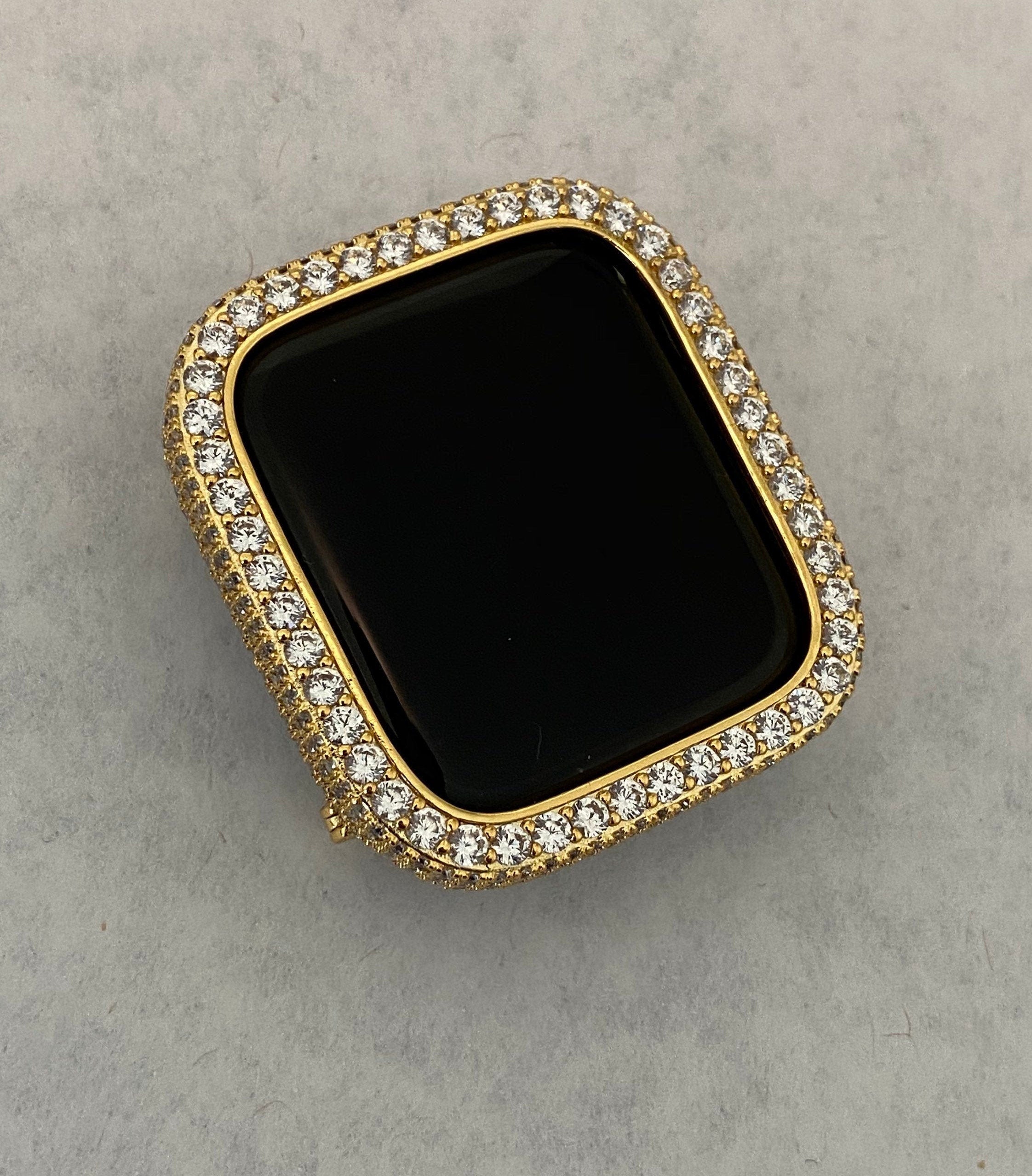 Gold Apple Watch Cover Lab Diamond Bezel Case 42mm 46mm 49mm Ultra Apple Watch Case Bling 38mm 40mm 42mm 44mm Series 2-11