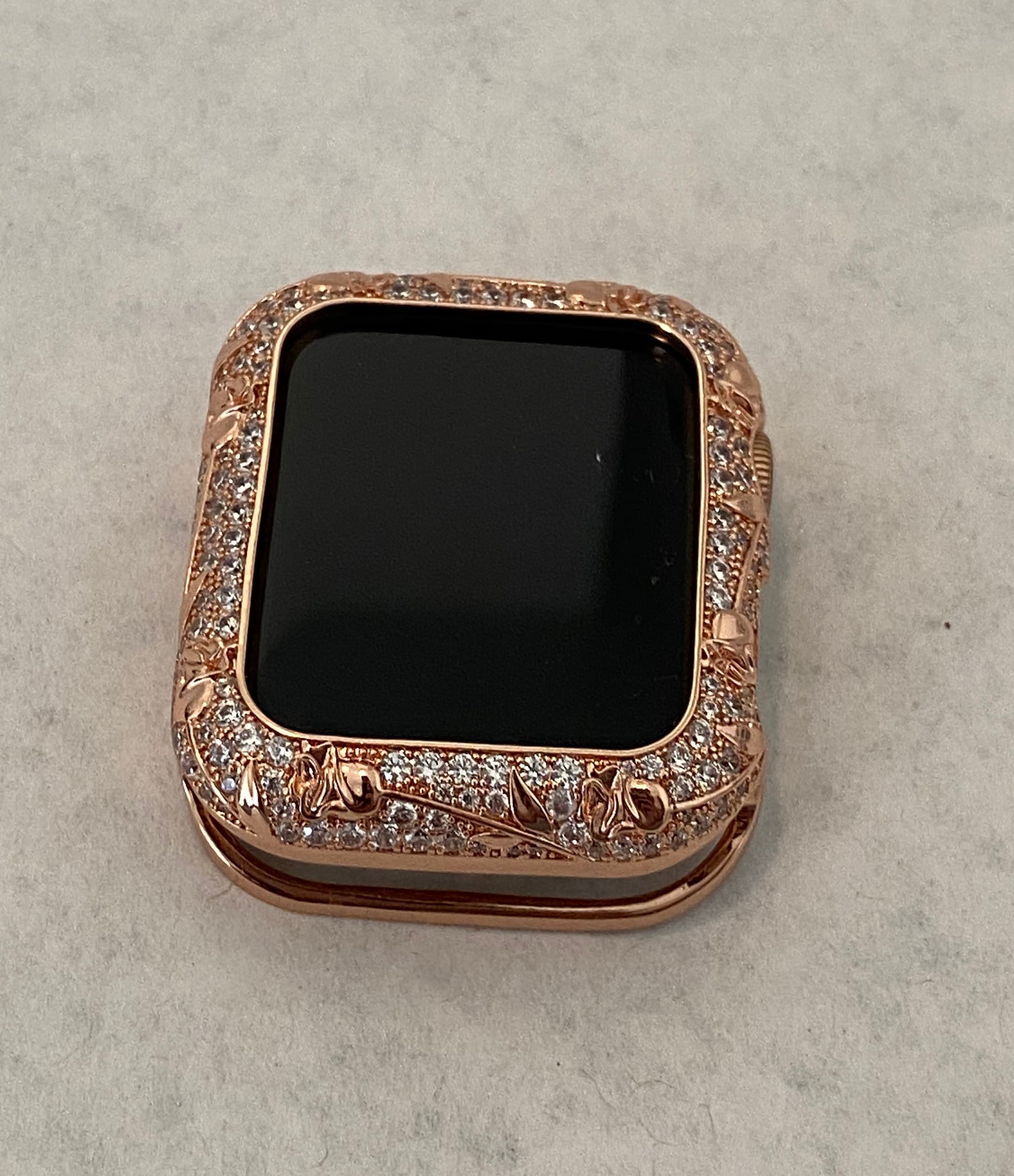Apple Watch Band Women Rose Gold 38mm 40mm 41mm 42mm 44mm 45mm & or Apple Watch Case Crystal Apple Watch Cover Iwatch Candy Bling