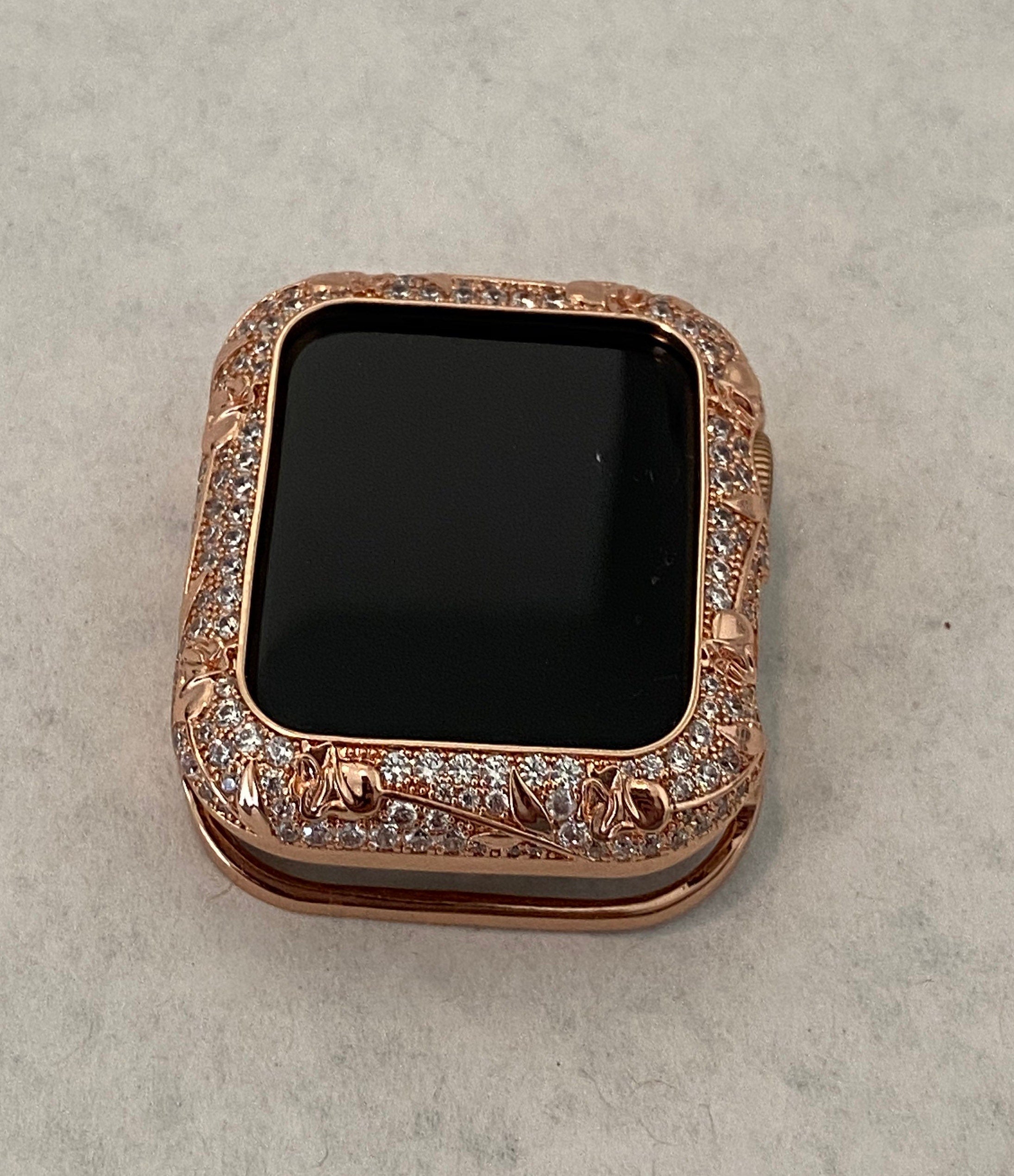 Apple Watch Band Women Rose Gold 38mm 40mm 41mm 42mm 44mm 45mm & or Apple Watch Case Crystal Apple Watch Cover Iwatch Candy Bling
