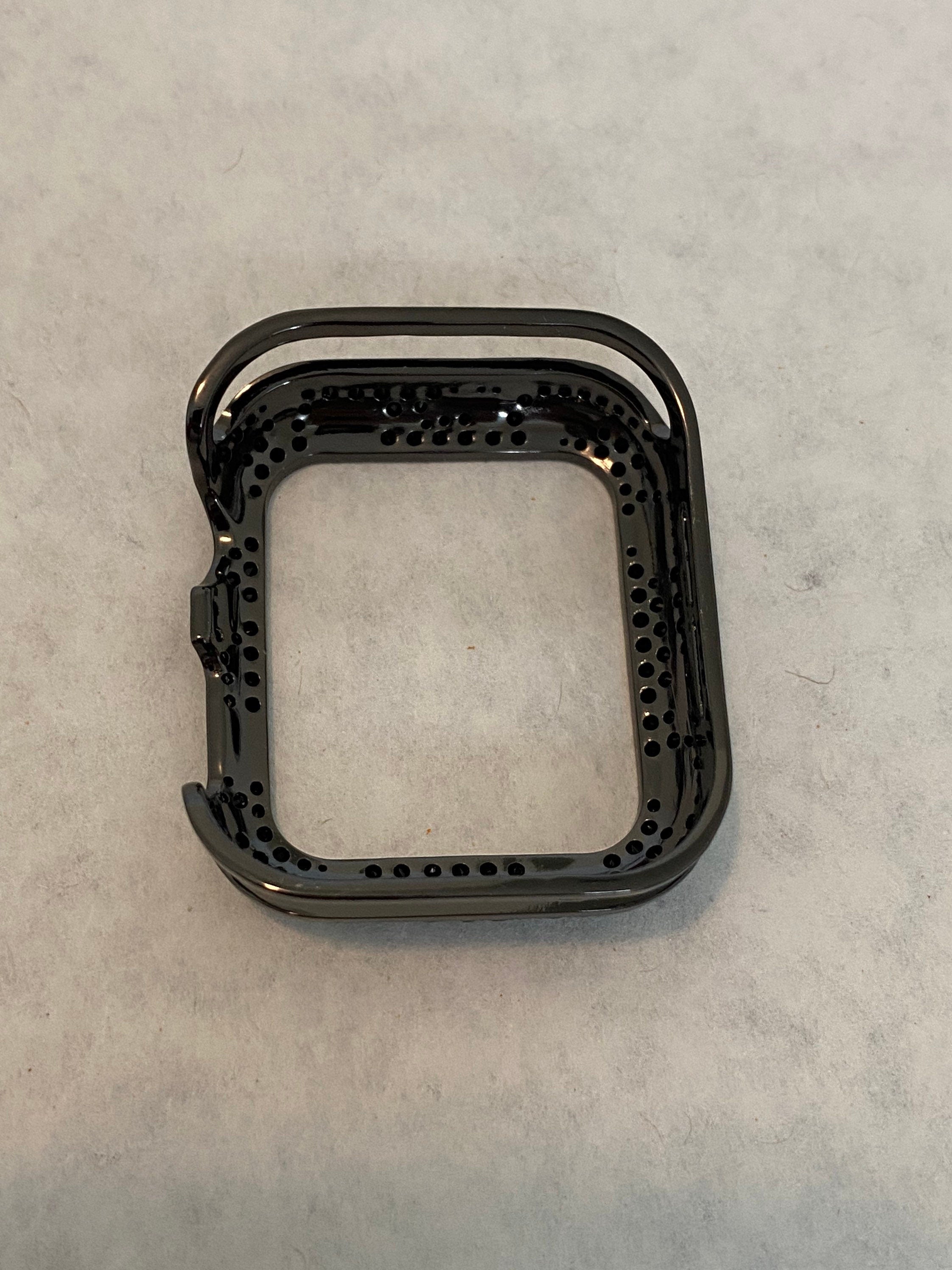 Black Apple Watch Cover Swarovski Crystals Floral Design for Iphone Watch Case Protective Watch Coverm 38mm-45mm Series 2-9 Iwatch Candy