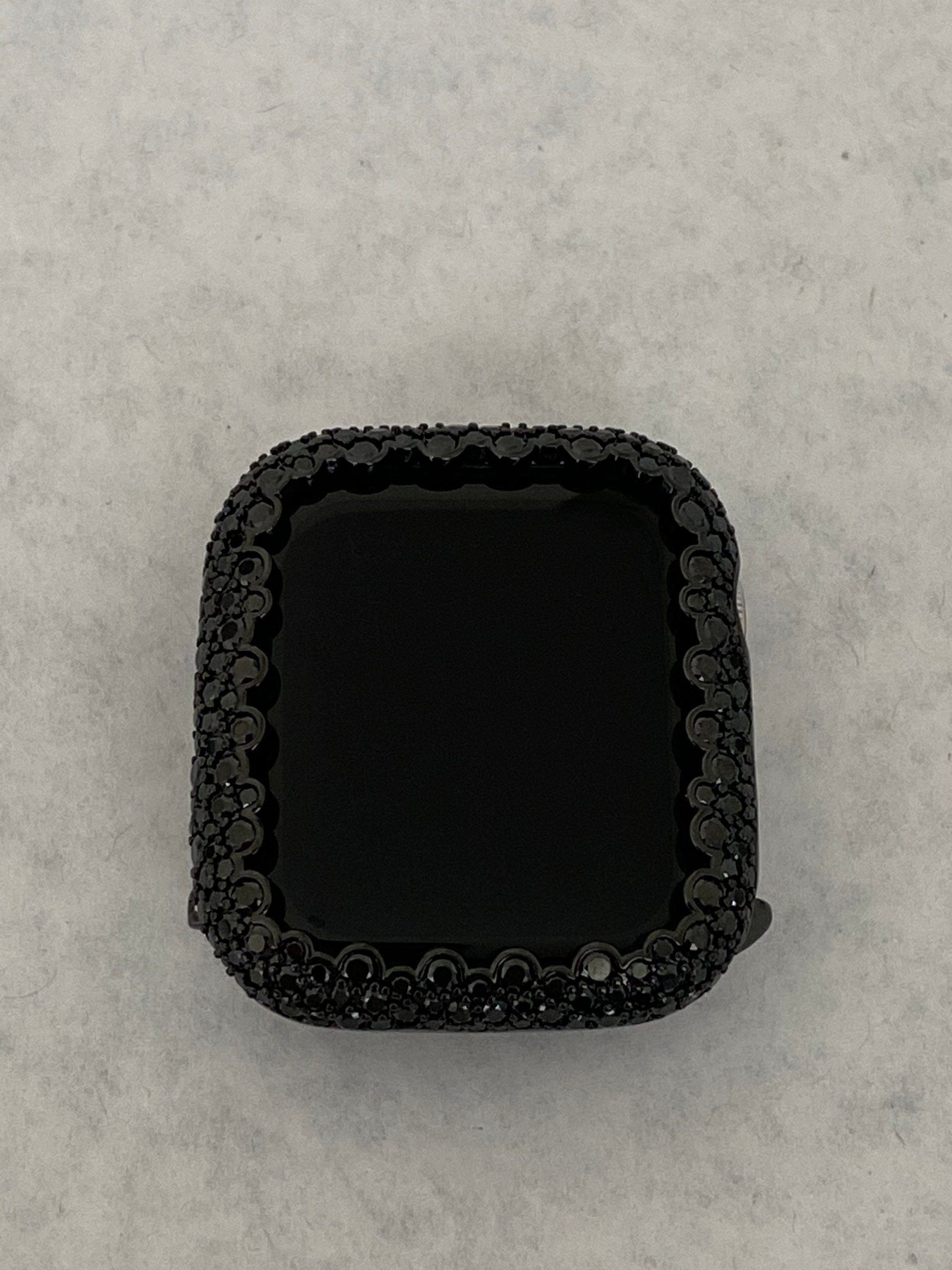 Black on Black Apple Watch Cover 42mm 46mm Series 10 Apple Watch Case Lab Diamond Smartwatch Bumper 38-44mm Series 2-11 Gift for her
