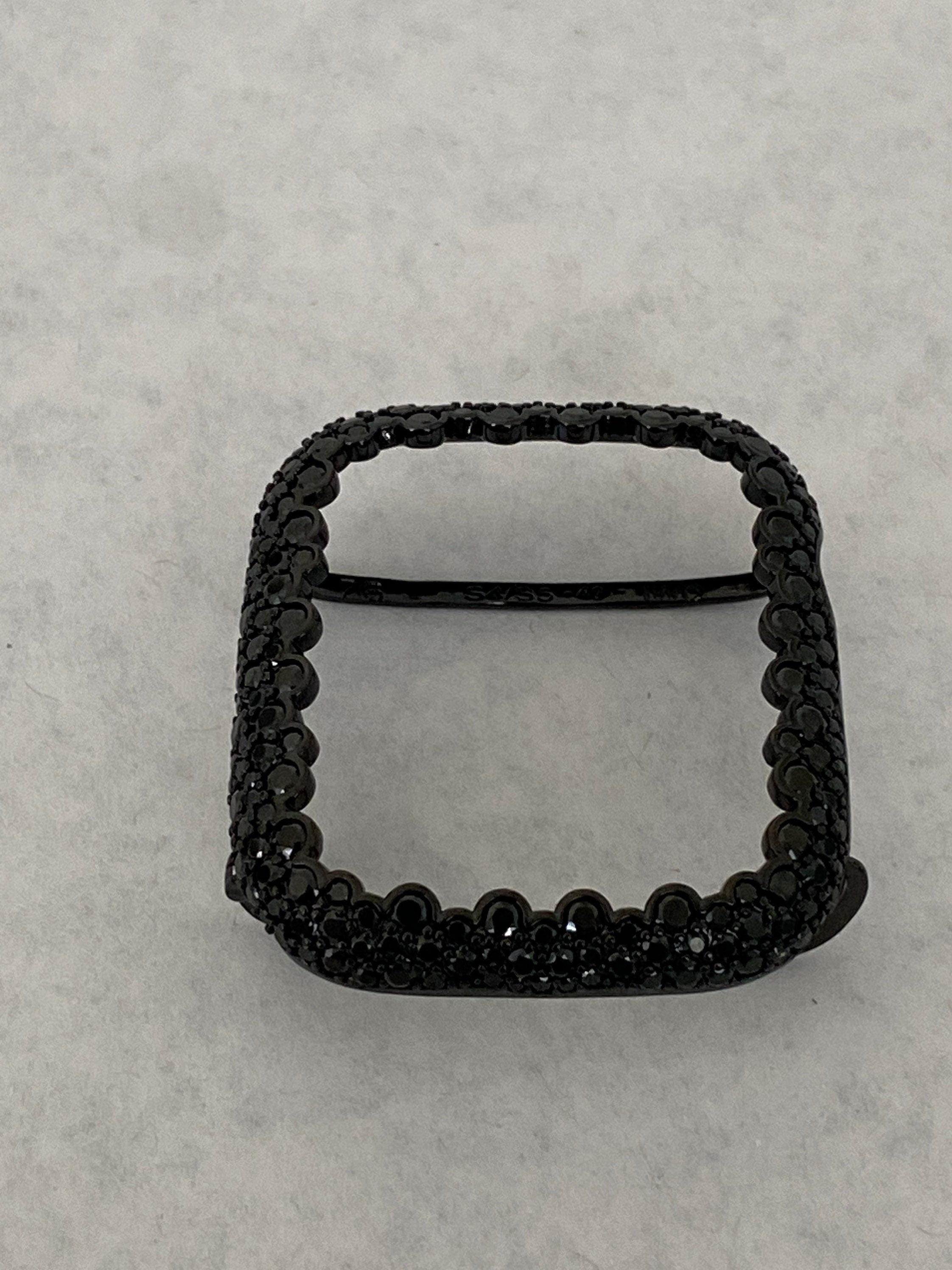 Black on Black Apple Watch Cover 41mm 45mm 49mm Ultra Apple Watch Case Lab Diamond Smartwatch Bumper 38-44mm Series 2-11 Gift for he6