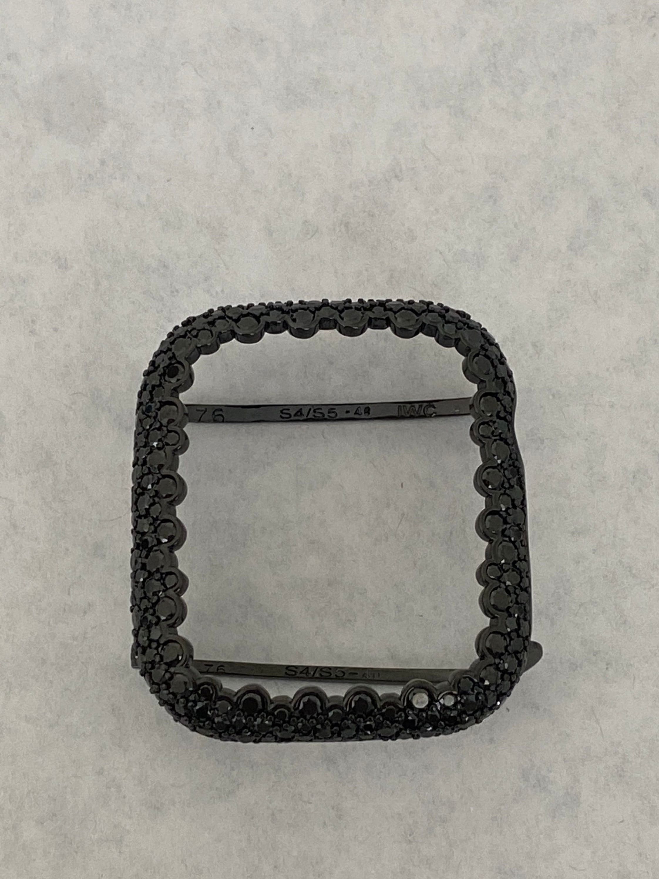 Black on Black Apple Watch Cover 41mm 45mm 49mm Ultra Apple Watch Case Lab Diamond Smartwatch Bumper 38-44mm Series 2-10 Gift for he6