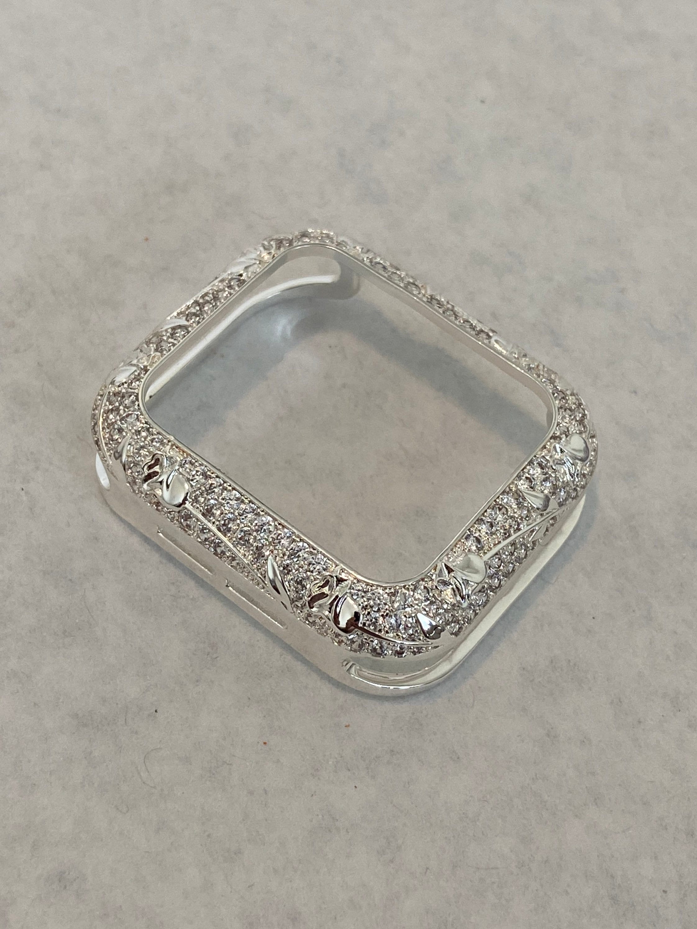 Series 7-8 Apple Watch Cover 41mm 45mm Smartwatch Case Bumper Swarovski Crystal Bling Silver 38mm 40mm 42mm 44mm S 1-8 SE