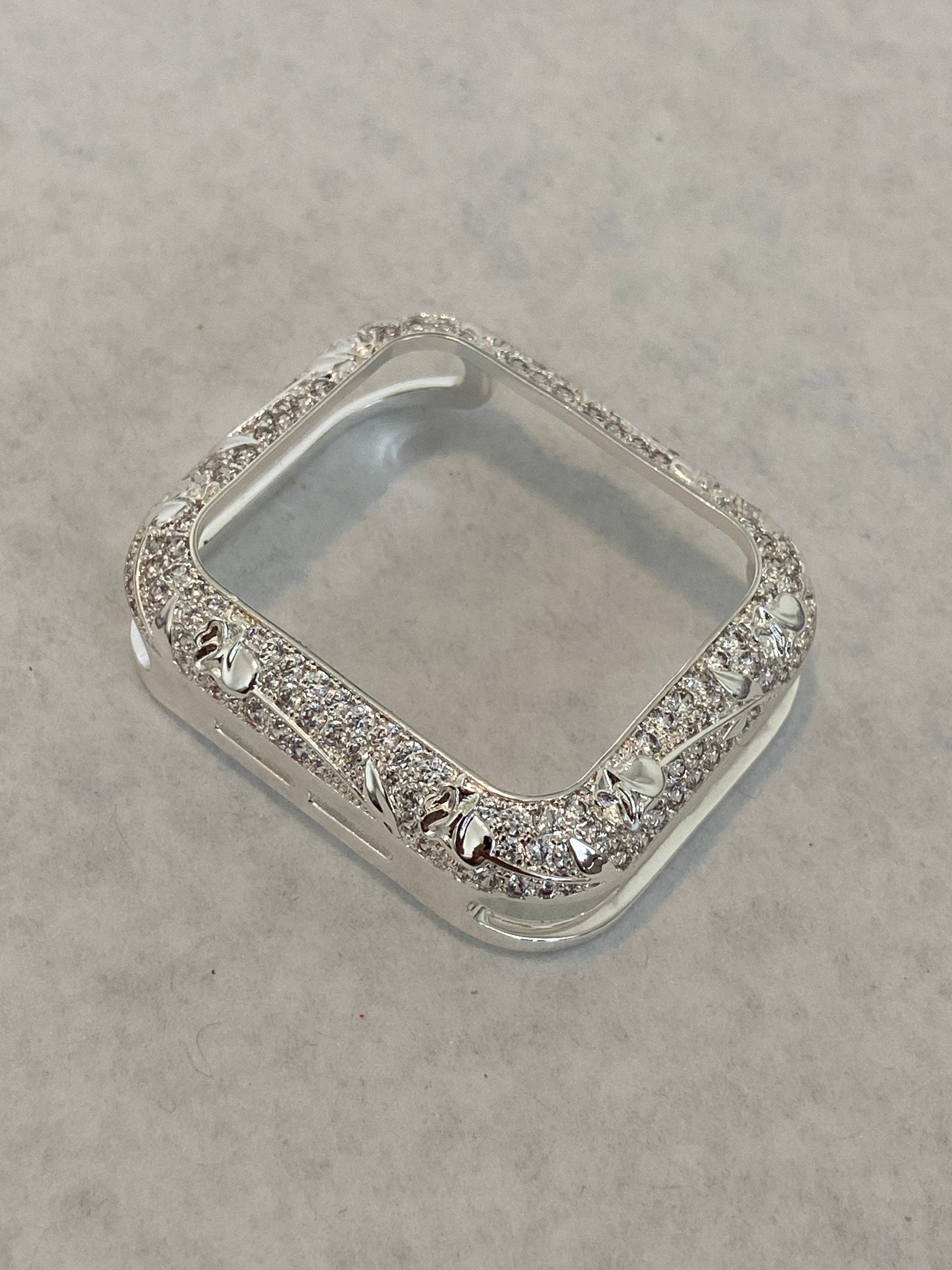 Series 7-8 Apple Watch Cover 41mm 45mm Smartwatch Case Bumper Swarovski Crystal Bling Silver 38mm 40mm 42mm 44mm S 1-8 SE