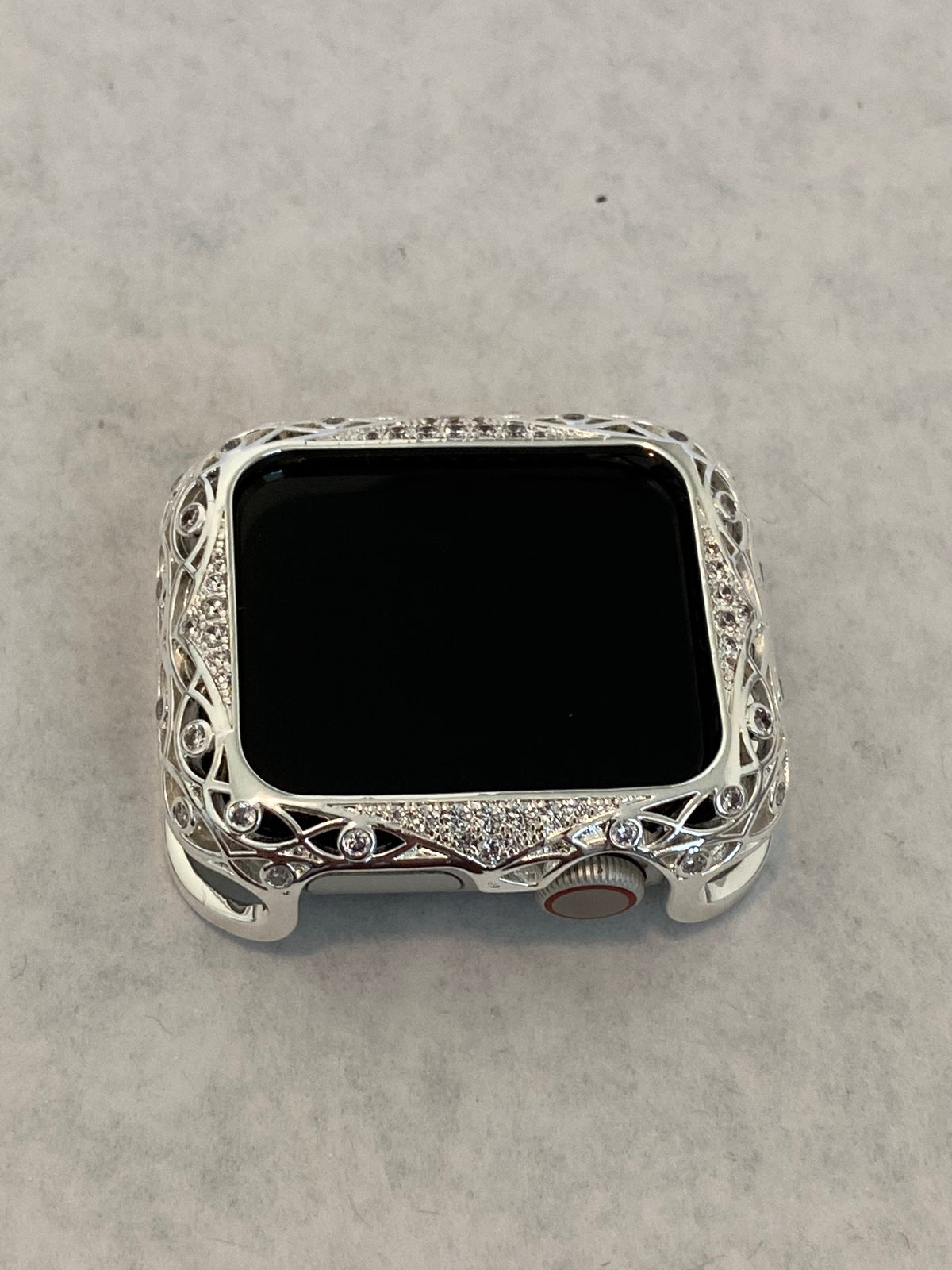 Silver Apple Watch Cover Womens Swarovski Crystals 38mm-46mm Iphone Watch Case Series 10-11 Iwatch Candy Bling
