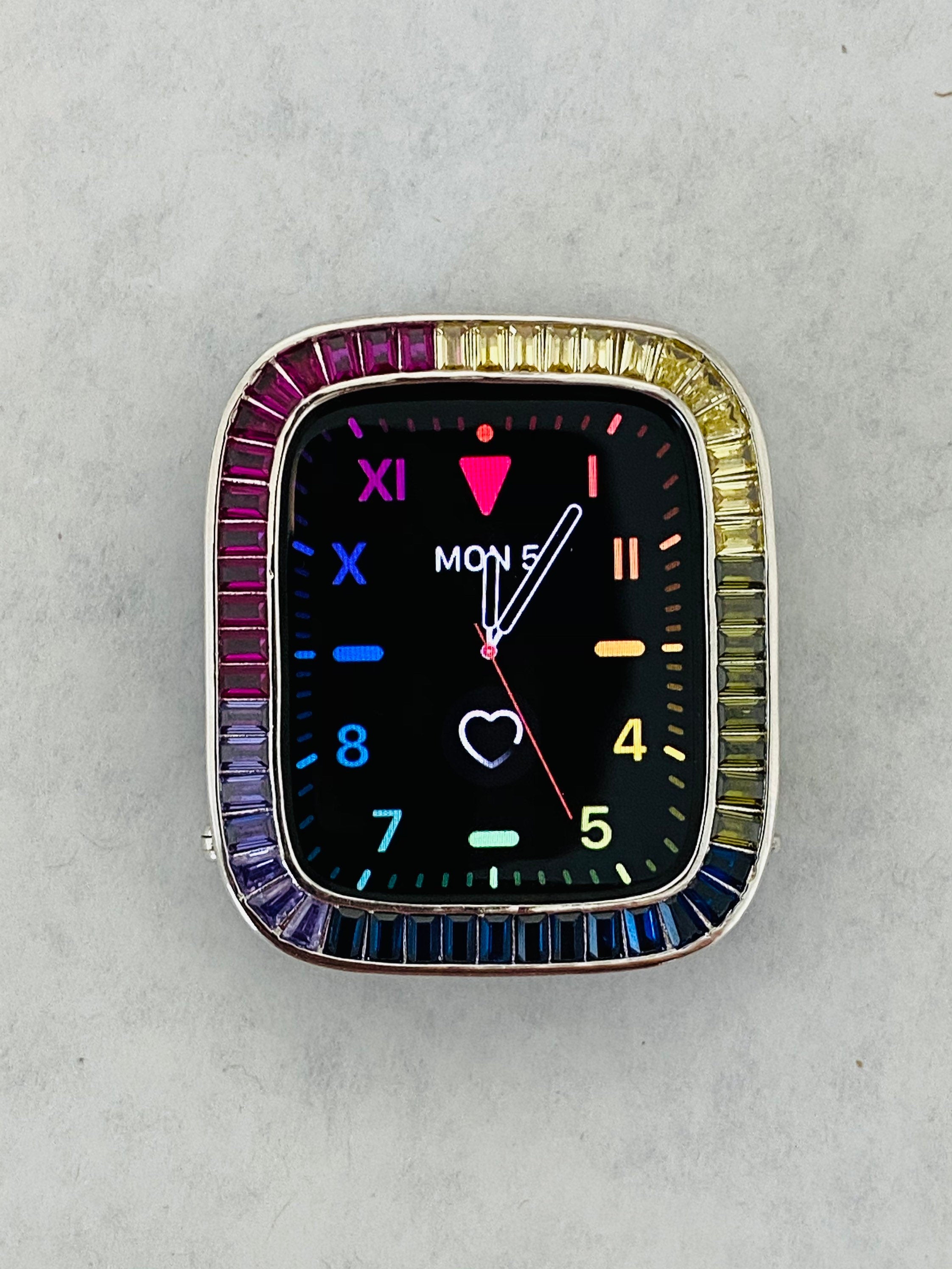 Custom Rainbow Apple Watch Bezel Cover 38mm 40mm 41mm 42mm 44mm 45mm Silver Apple Watch Case Bumper Iwatch Candy Bling
