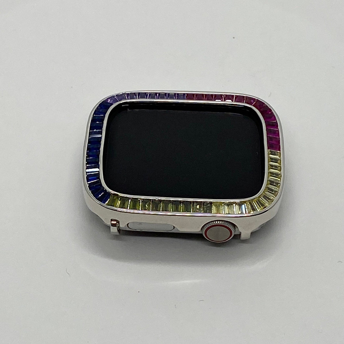 Series 10-11 Custom Rainbow Apple Watch Bezel Cover 42mm 46mm Silver Apple Watch Case Bumper Iwatch Candy Bling Presale