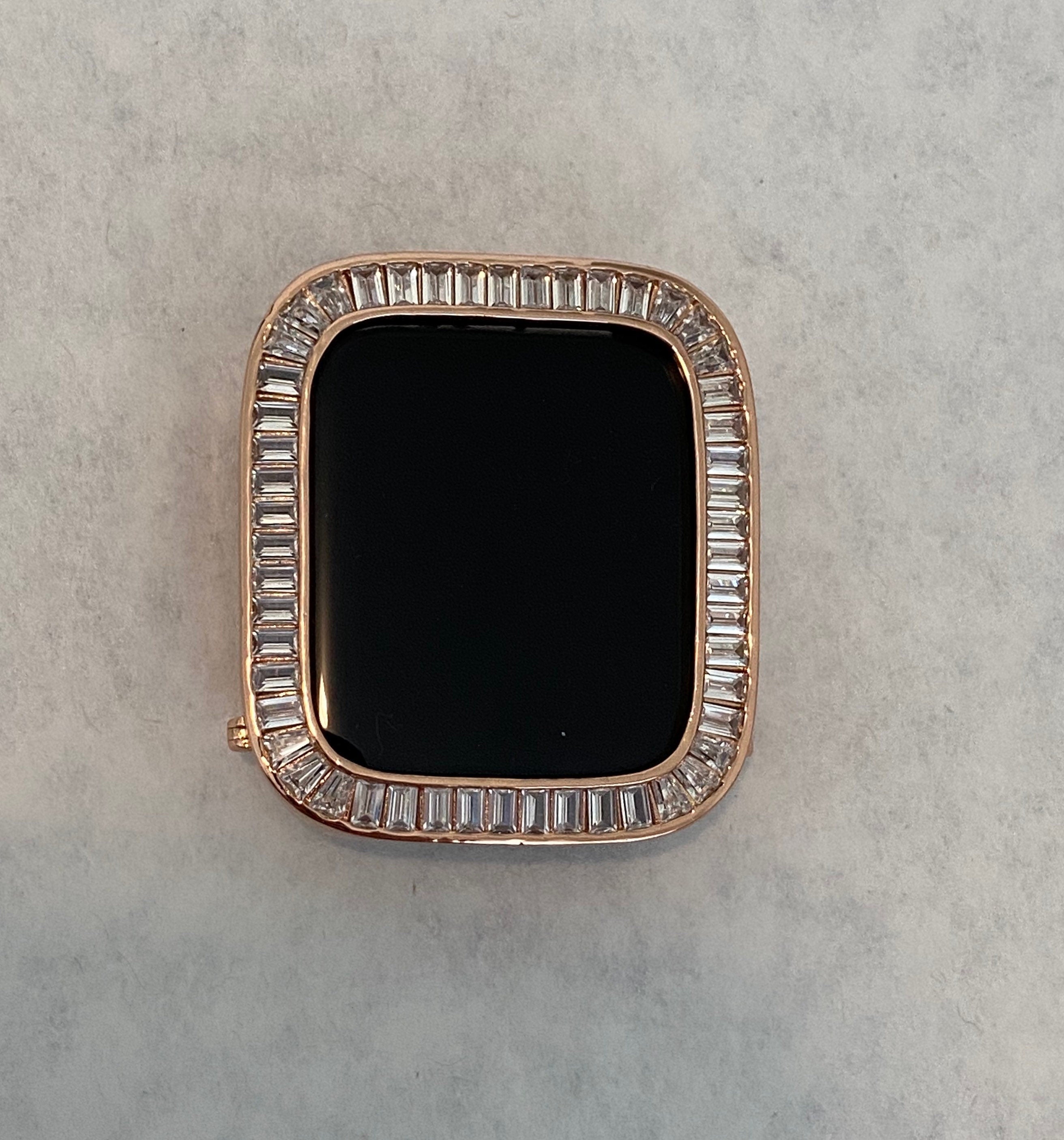 Series 2-9 Apple Watch Case 41mm 45mm Rose Gold Lab Diamond Bezel Apple Watch Cover Iwatch Candy Bumper Bling 38mm-45mm Series 2-9 SE