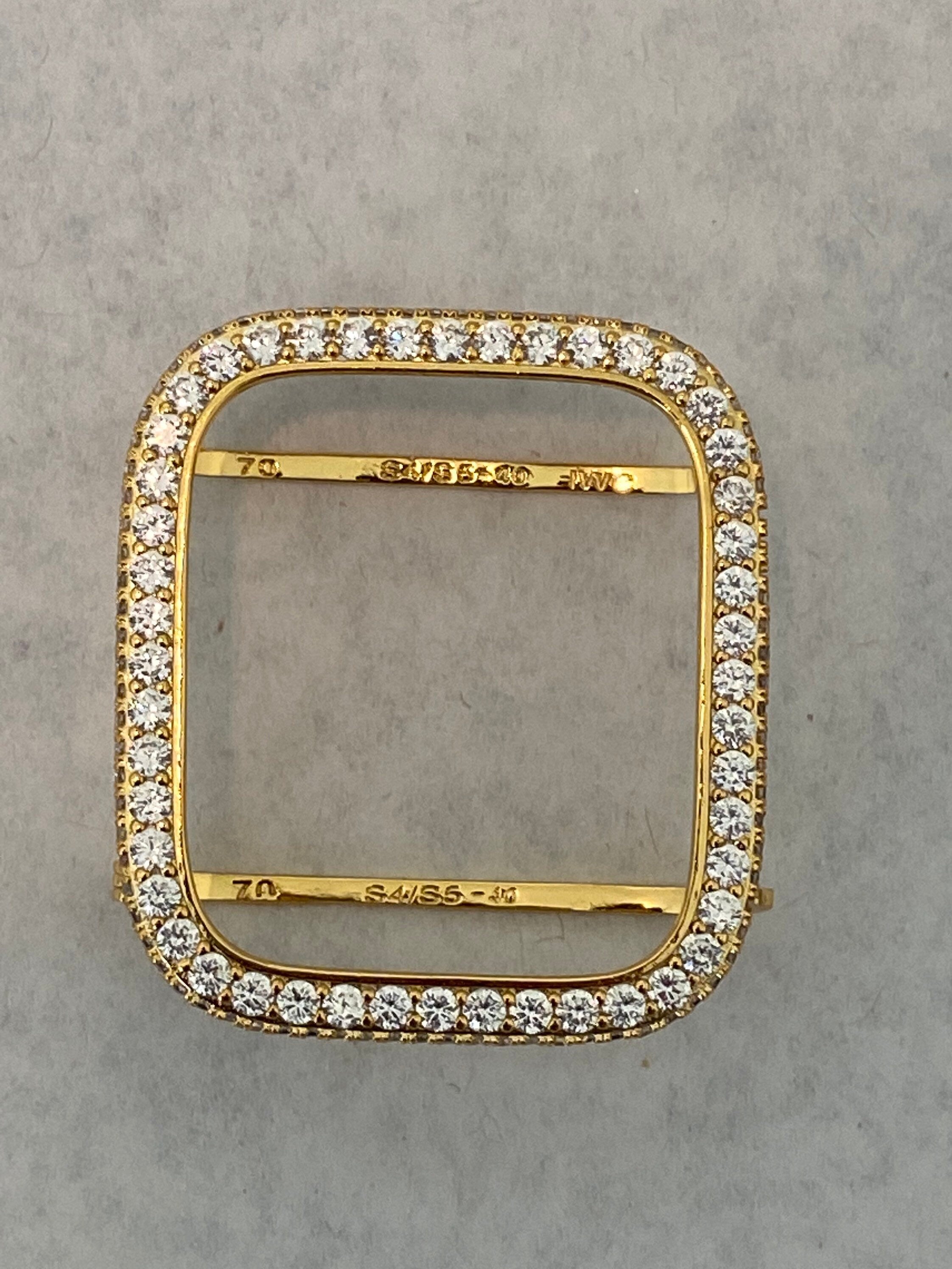Apple Watch Cover Gold Lab Diamond Bezel Smartwatch Bumper Bling 38mm 40mm 41mm 42mm 44mm 45mm 46mm 49mm Ultra Series 2-10 SE Iwatch Case